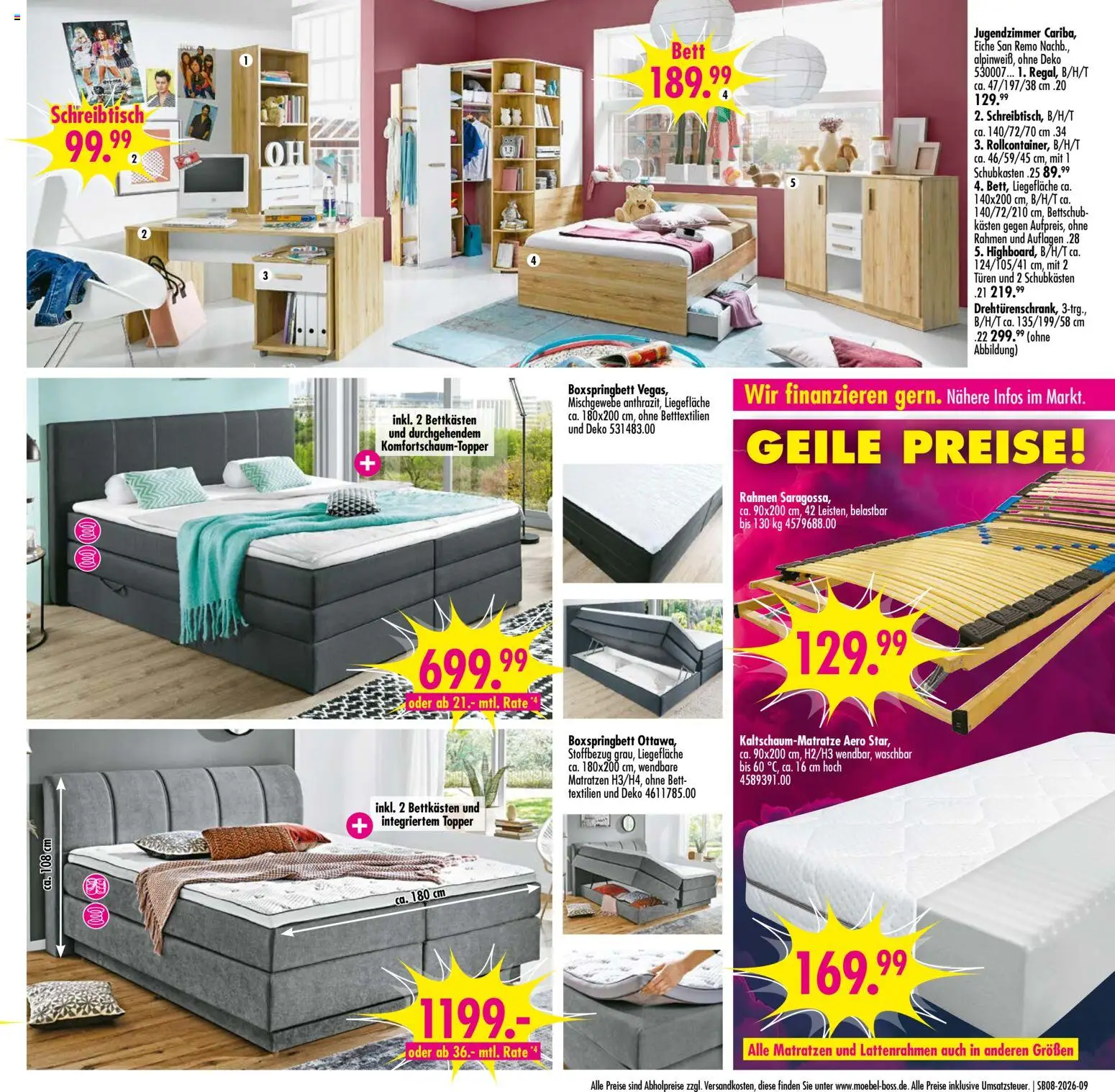 SB Möbel Boss Prospekt Alte Messe Leipzig	 – gültig ab 14.02.2026 | Seite: 9 | Produkte: Bett, Boxspringbett, Topper