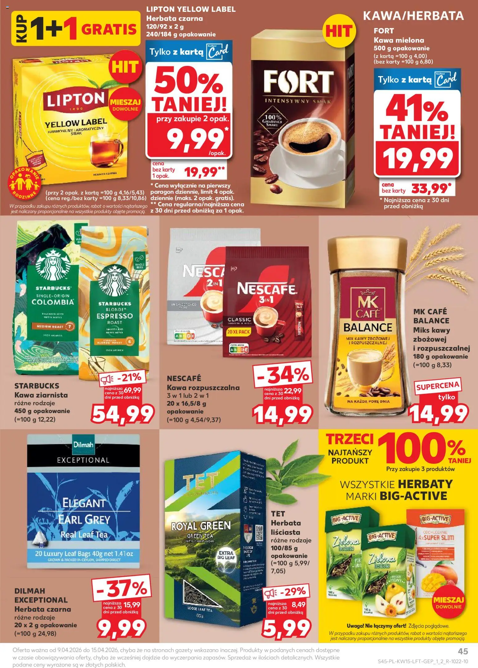 Kaufland Polsko leták od 09.04.2026 | Strana: 45 | Produkty: Starbucks, Nescafé, Karty
