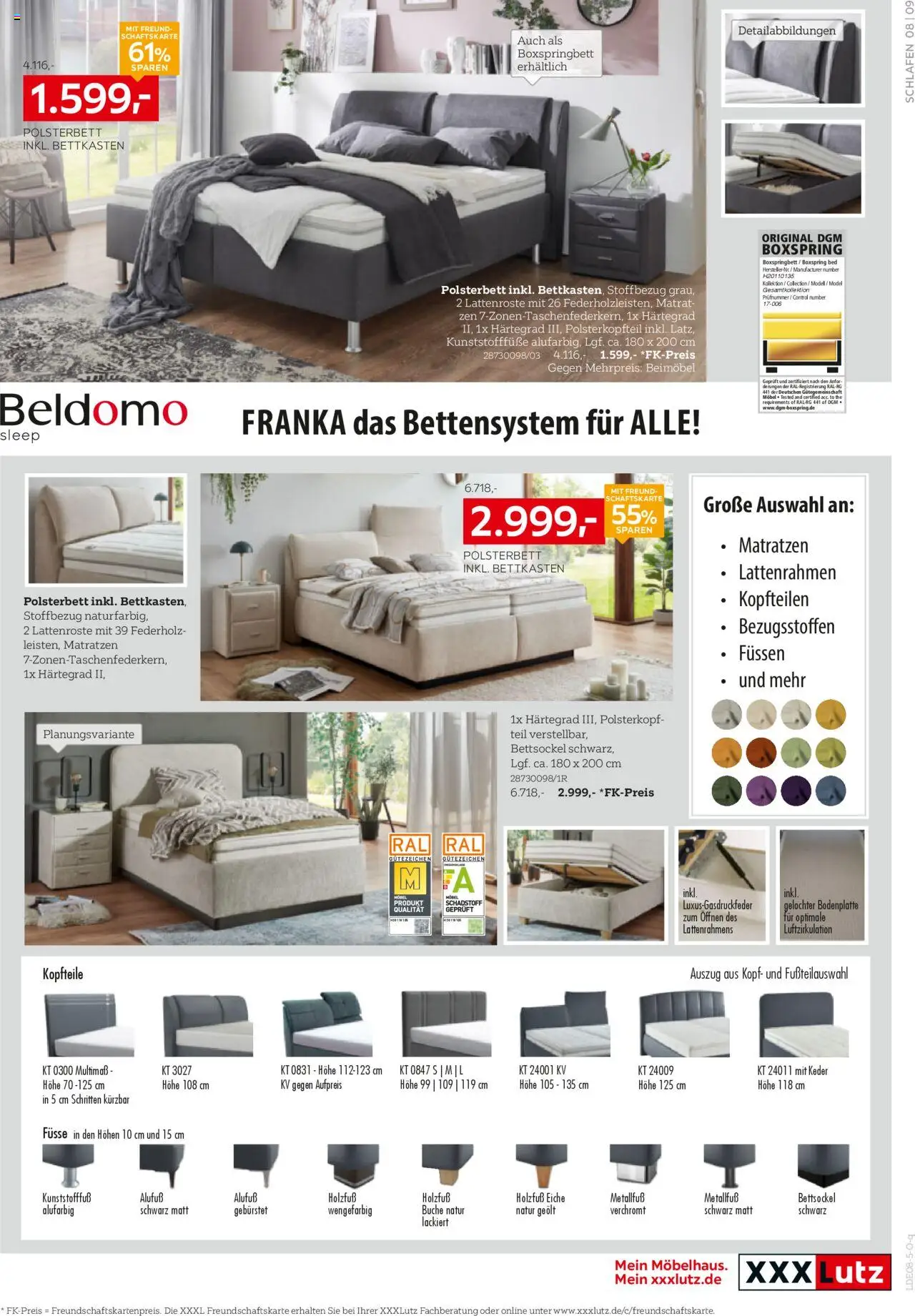 XXXL Lutz Beldomo Spezial - gültig ab dem 18.08.2025 | Seite: 9 | Produkte: Hobel, Boxspringbett, Polsterbett