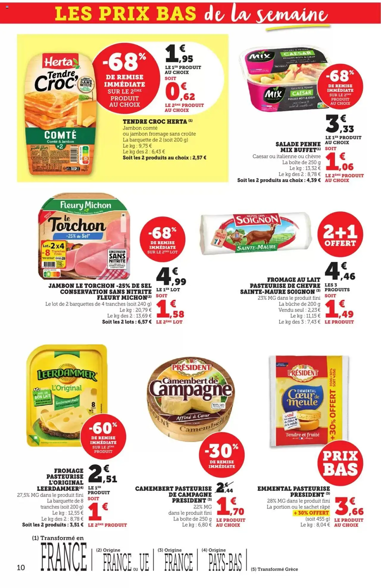 | Page: 10 | Produits: Salade, Lait, Jambon, Camembert
