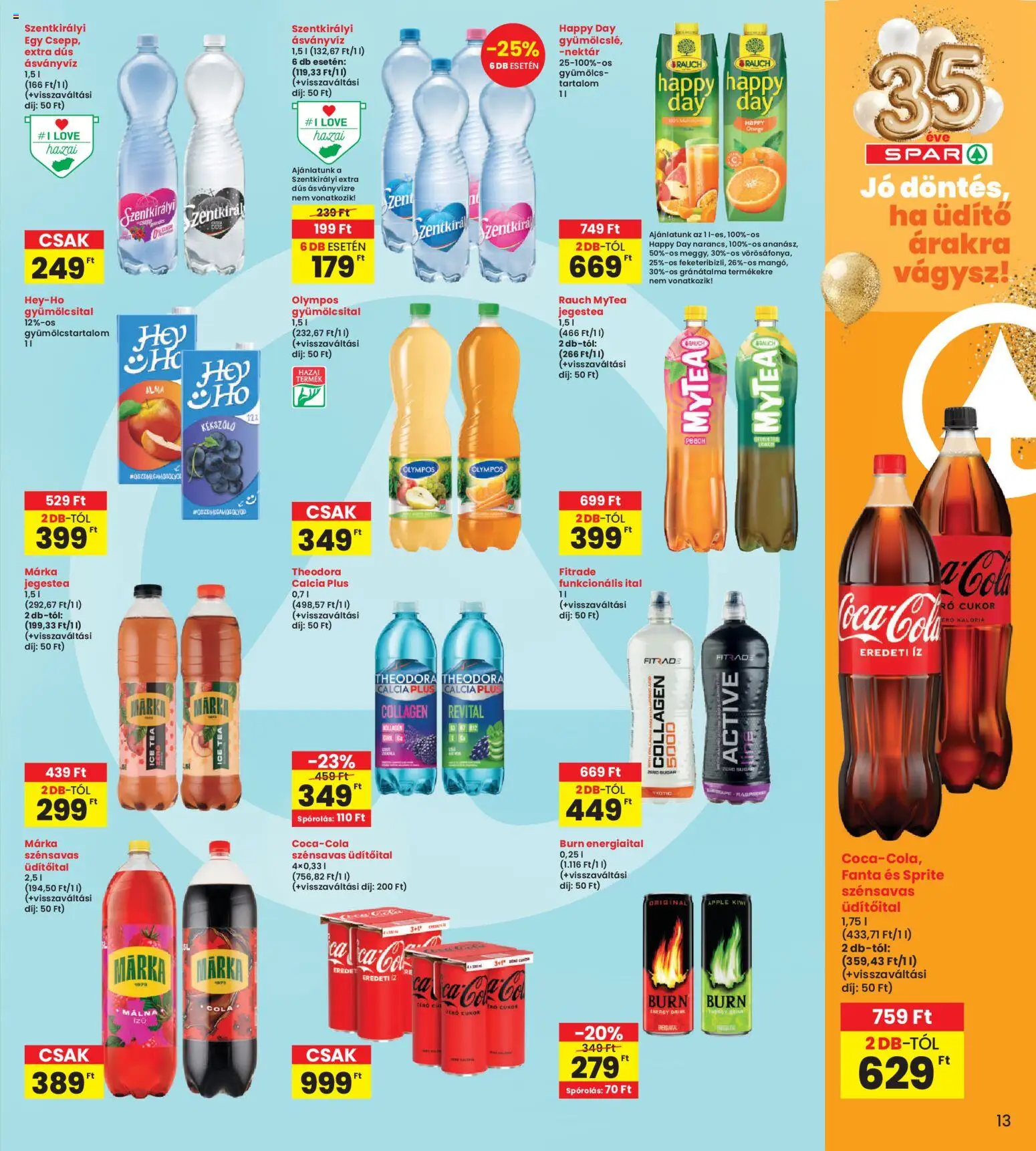 Interspar akciós ujság - amely érvényes a következő dátumtól: 26.03.2026 | Oldal: 13 | Termékek: Málna, Gyümölcsital, Gyümölcs, Fanta