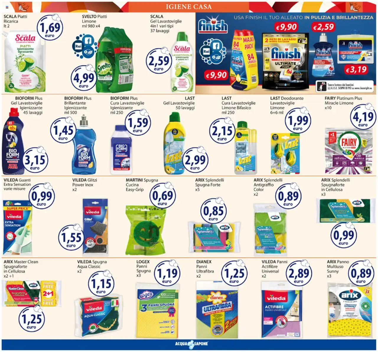 Volantino Acqua e Sapone del 11.08.2025 | Pagina: 14 | Prodotti: Spugna, Limone, Guanti, Scala