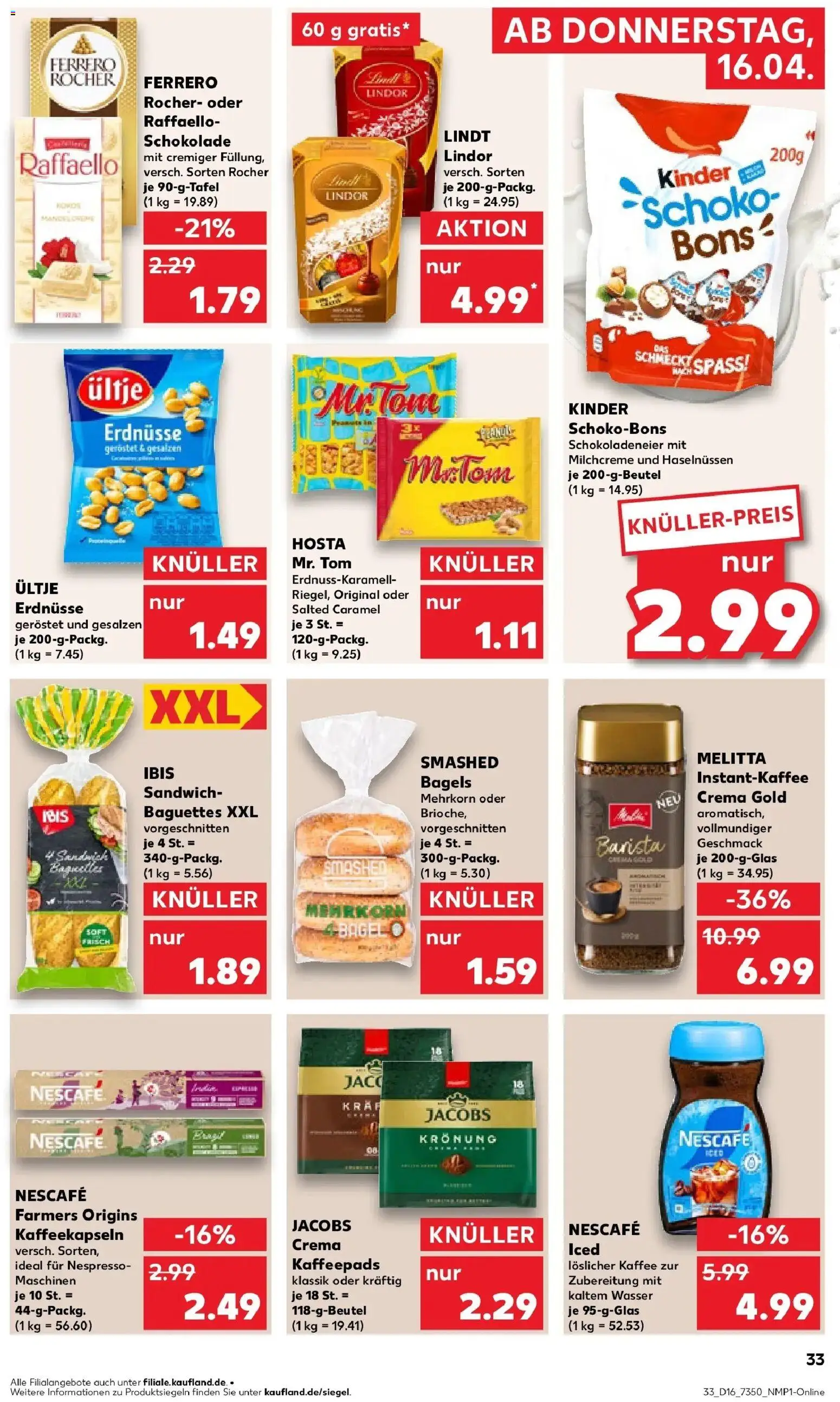 Kaufland Prospekt Spremberg	 – gültig ab 16.04.2026 | Seite: 33 | Produkte: Melitta, Ultje erdnusse, Ferrero rocher, Schokolade