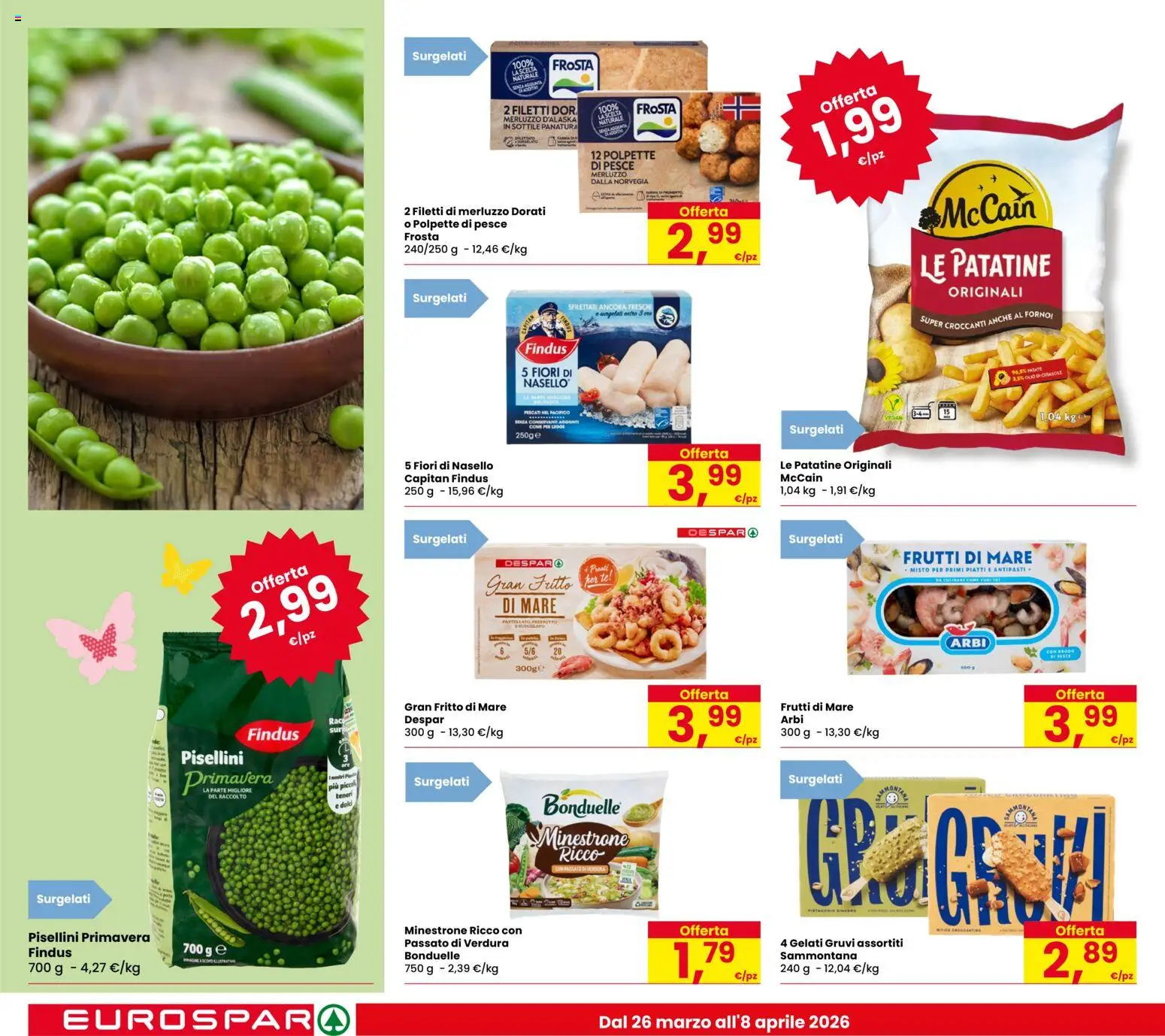 Volantino Despar del 26.03.2026 | Pagina: 16 | Prodotti: Minestrone, Merluzzo, Patate, Forno