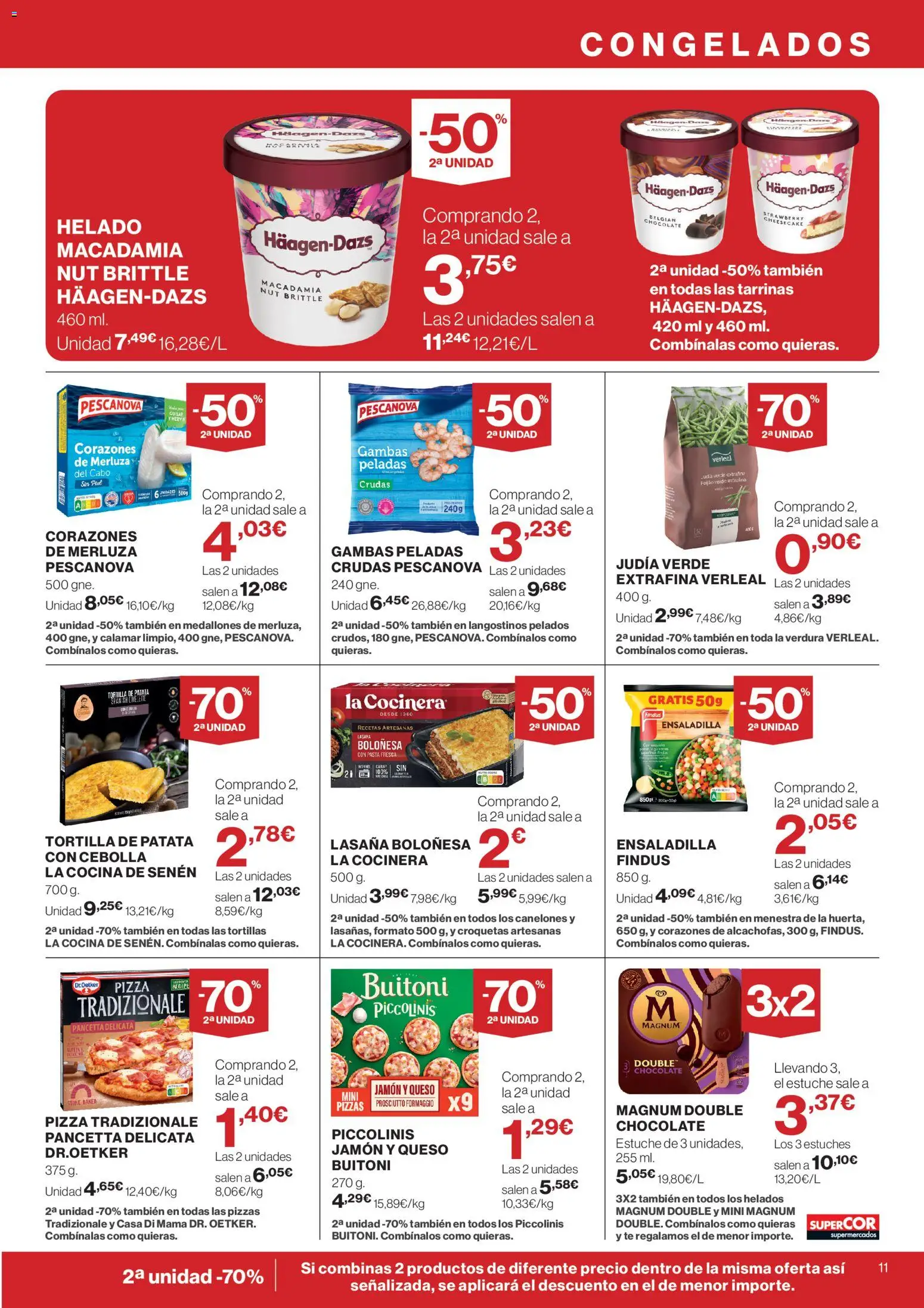 Supercor Península y Baleares │ válido desde el 23.04.2026 | Página: 11 | Productos: Medallones, Pizza, Croquetas, Lasaña