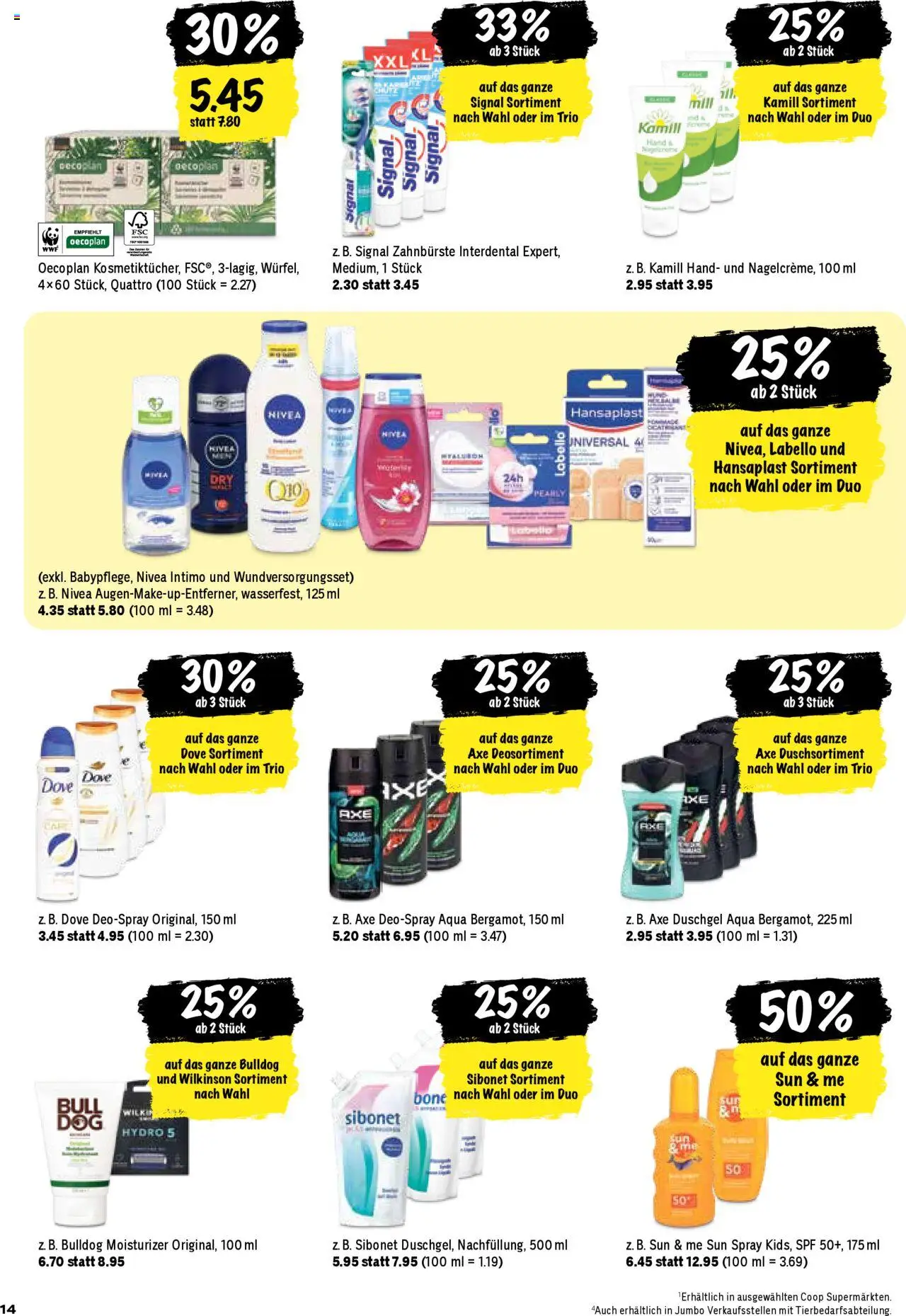 Coop Aktionen – gültig ab 02.10.2025 | Seite: 14 | Produkte: Duschgel, Deodorant, Zahnbürste, Shower Gel