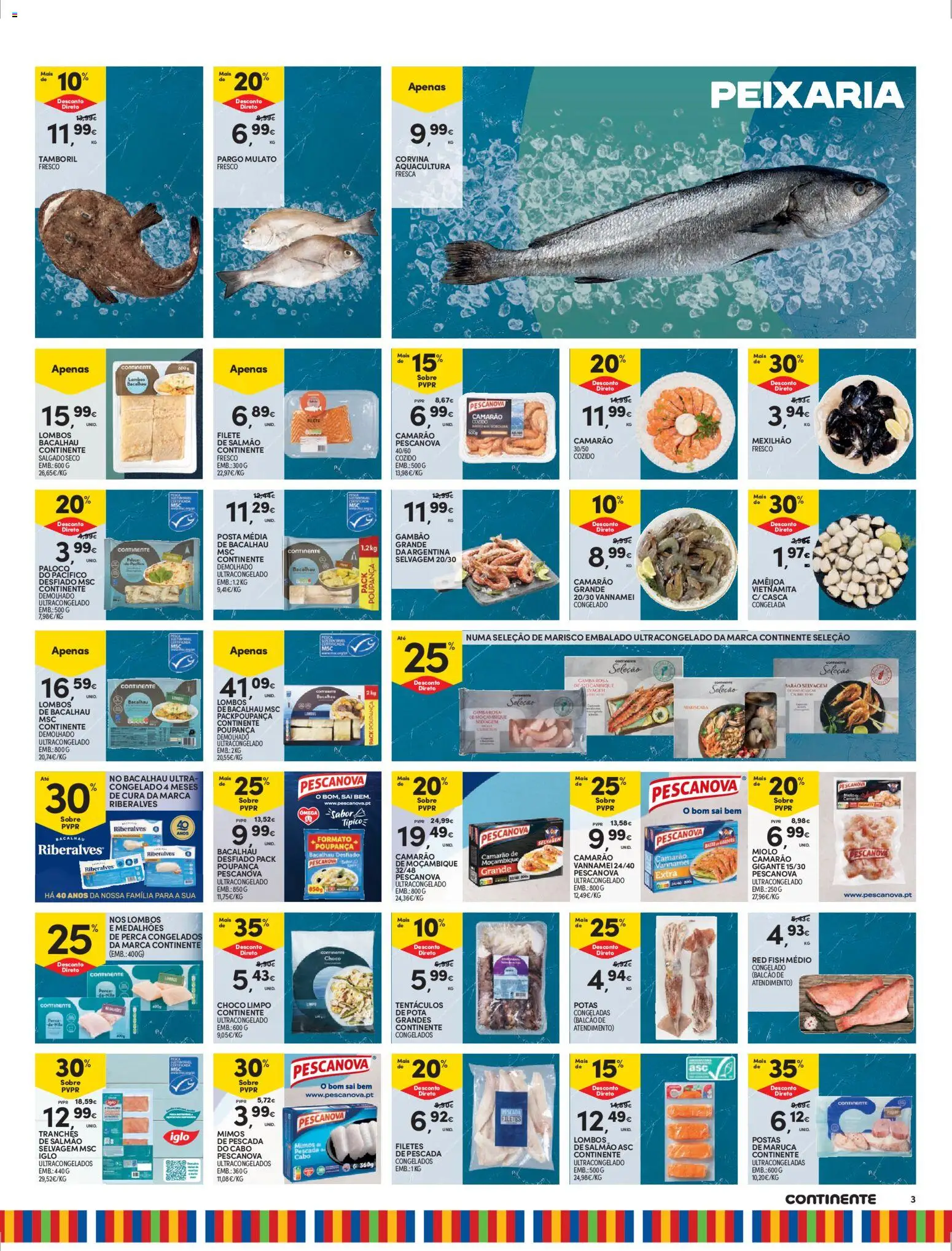 Continente folheto │ válido de 09.12.2025 | Página: 3 | Produtos: Cabo, Bacalhau, Salmão, Tamboril