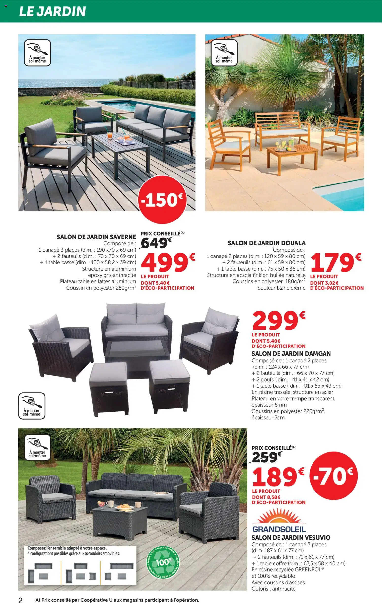 {H1} | Page: 2 | Produits: Plateau, Salon de jardin, Canapé, Crème