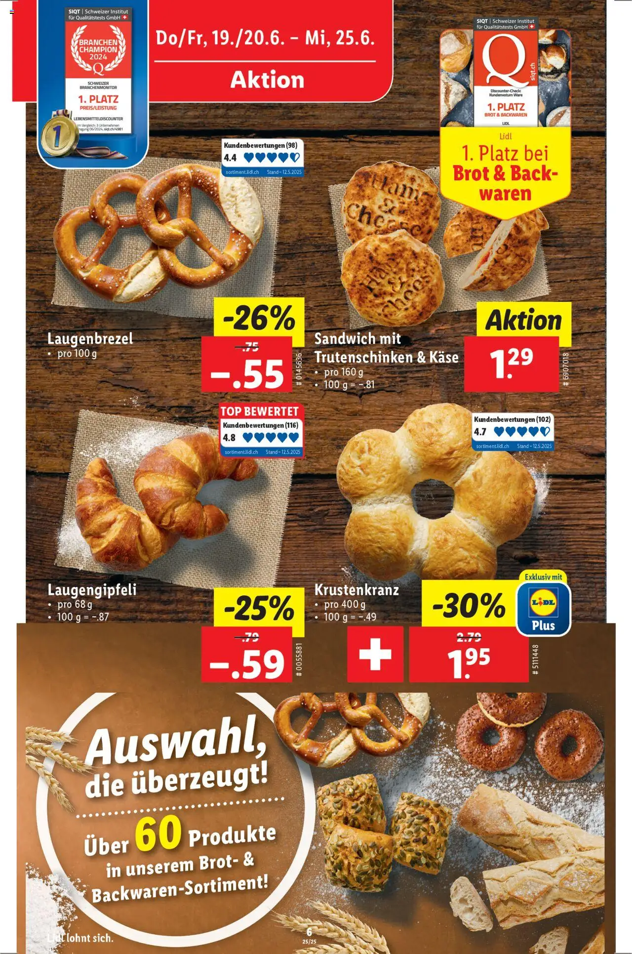 Lidl Aktionen ab 19.06.2025 | Seite: 6 | Produkte: Käse, Brot, Top