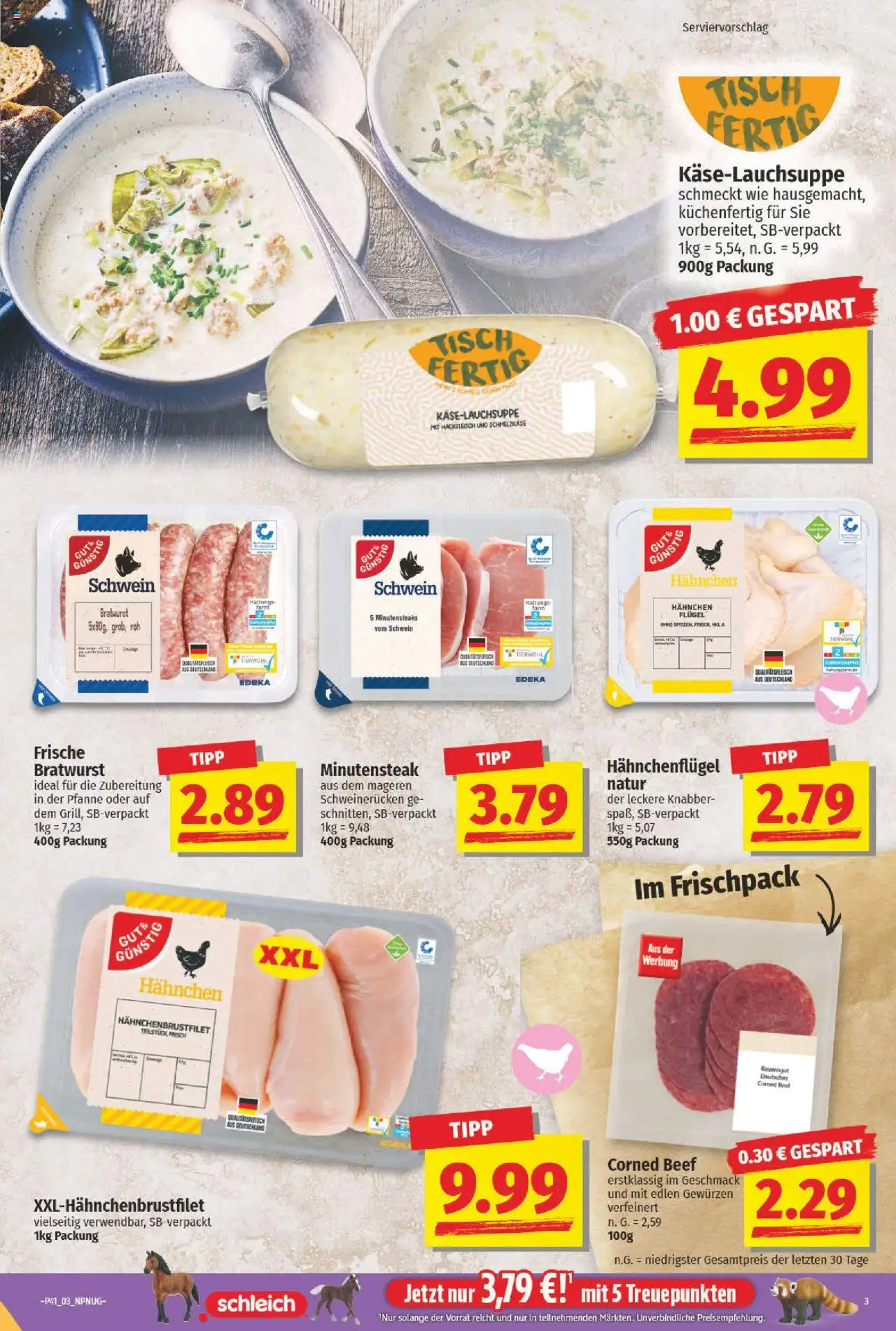 NP Discount Prospekt 	 – gültig ab 06.10.2025 | Seite: 3 | Produkte: Bratwurst, Bauerngut, Schweinerucken, Hackfleisch