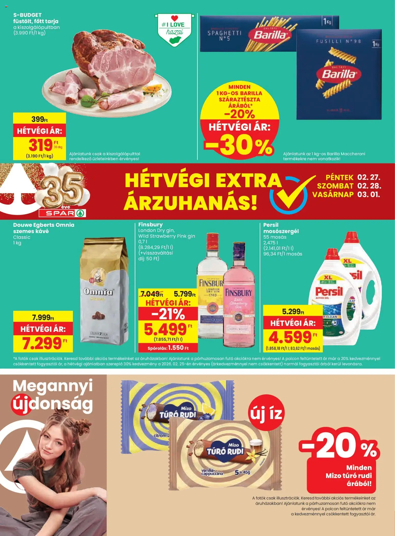 Spar akciós ujság - amely érvényes a következő dátumtól: 26.02.2026 | Oldal: 20 | Termékek: Cappuccino, Gin, Túró, Citrom