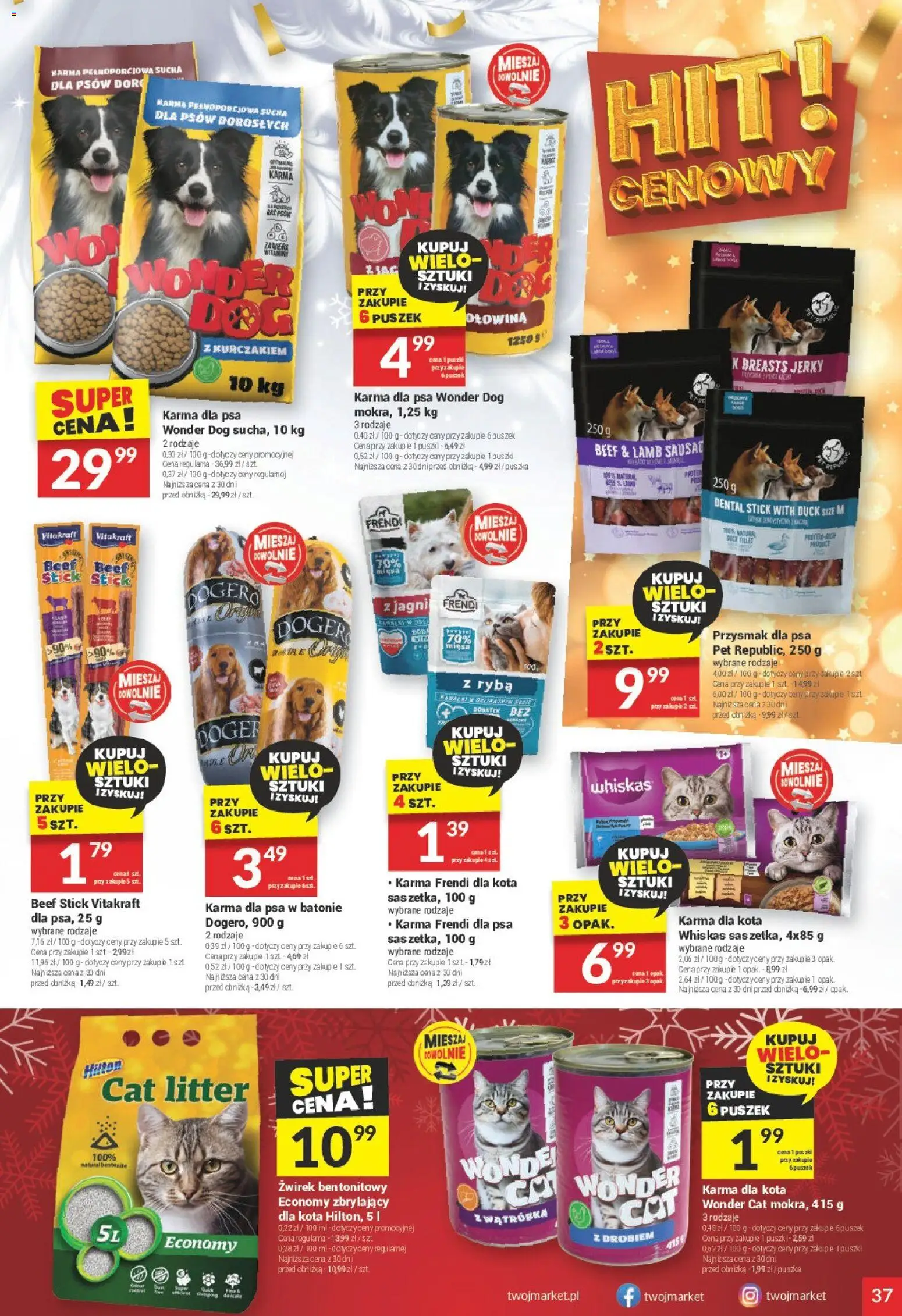 Twój Market Gazetka od 29.12.2025 | Strona: 37 | Produkty: Karma dla kota, Karma dla psa, Żwirek bentonitowy, Ryba