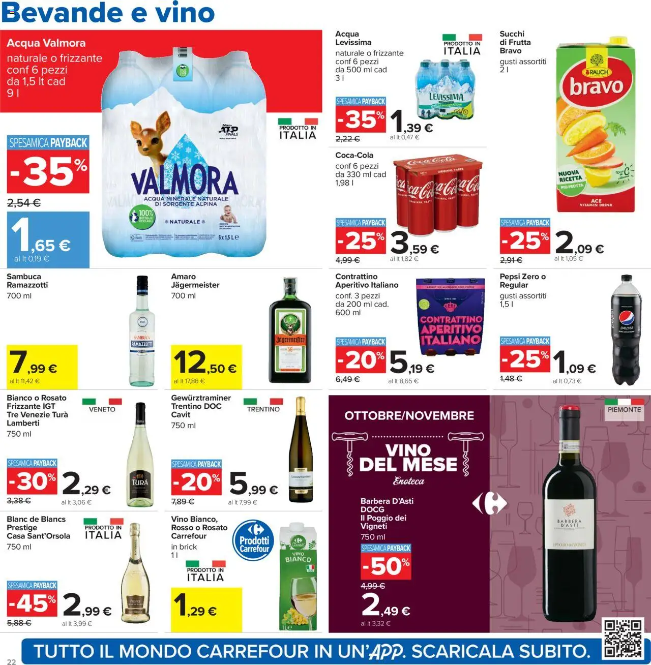 Volantino Carrefour del 23.10.2025 | Pagina: 22 | Prodotti: Frutta, Enoteca, Acqua minerale, Aperitivo