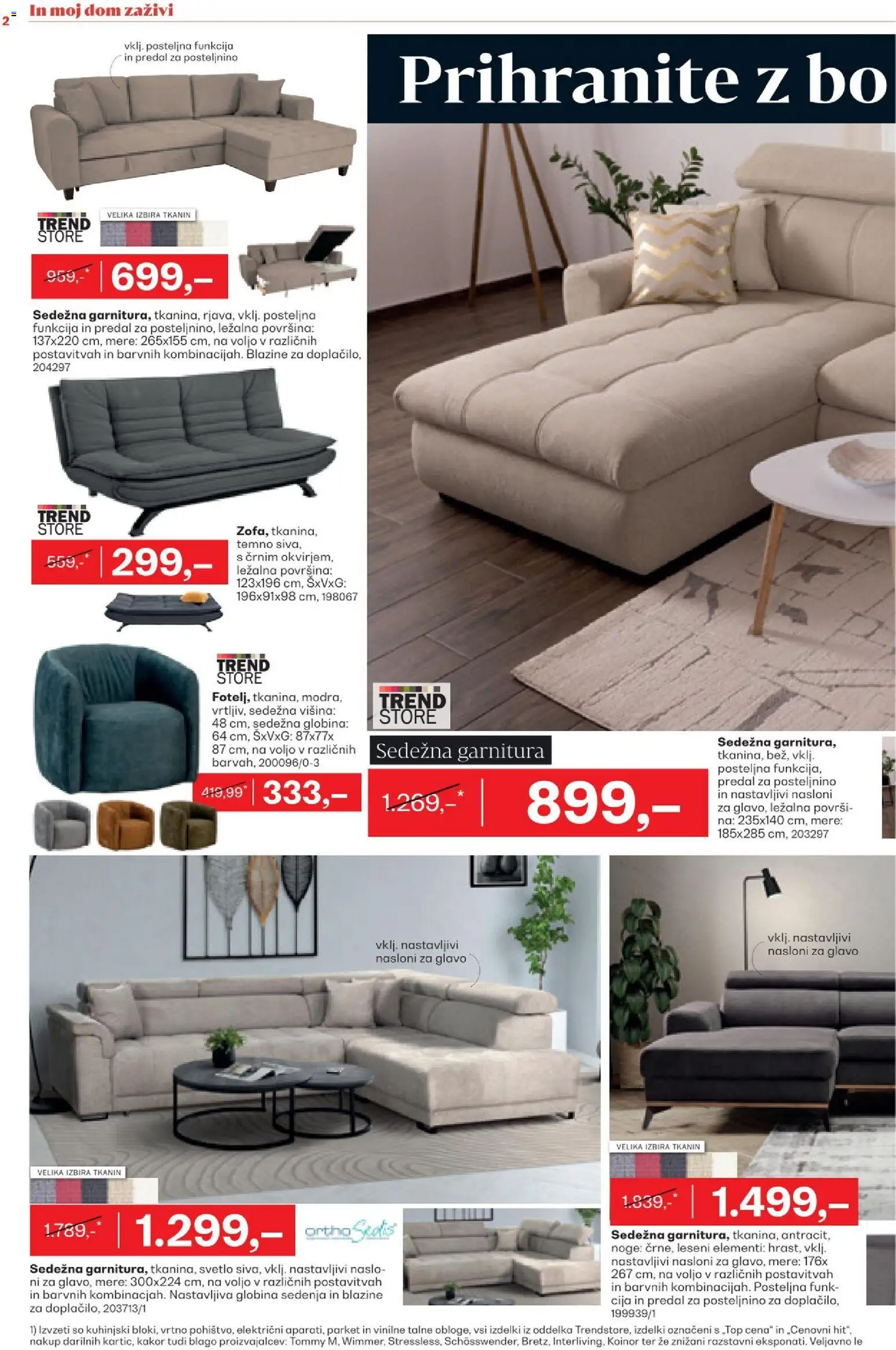 Novi Rutar katalog ponudbe – veljaven od 10.03.2026 | Stran: 2 | Izdelki: Sedezna garnitura