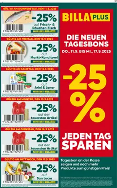 Billa Plus Die Neuen Tagesbons ab 11.09.2025 gültig