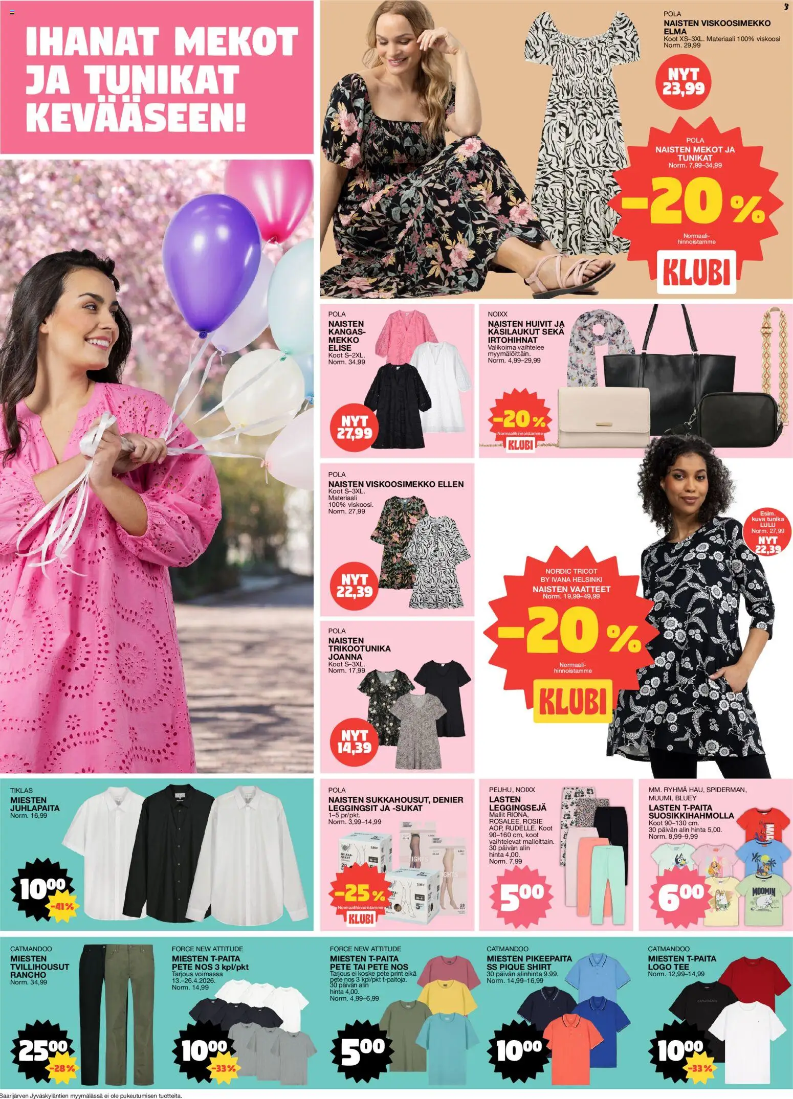 Tokmanni tarjoukset – voimassa 20.04.2026 alkaen | Sivu: 3 | Tuotteet: Vaatteet, T-paita, Sukat, Mekko