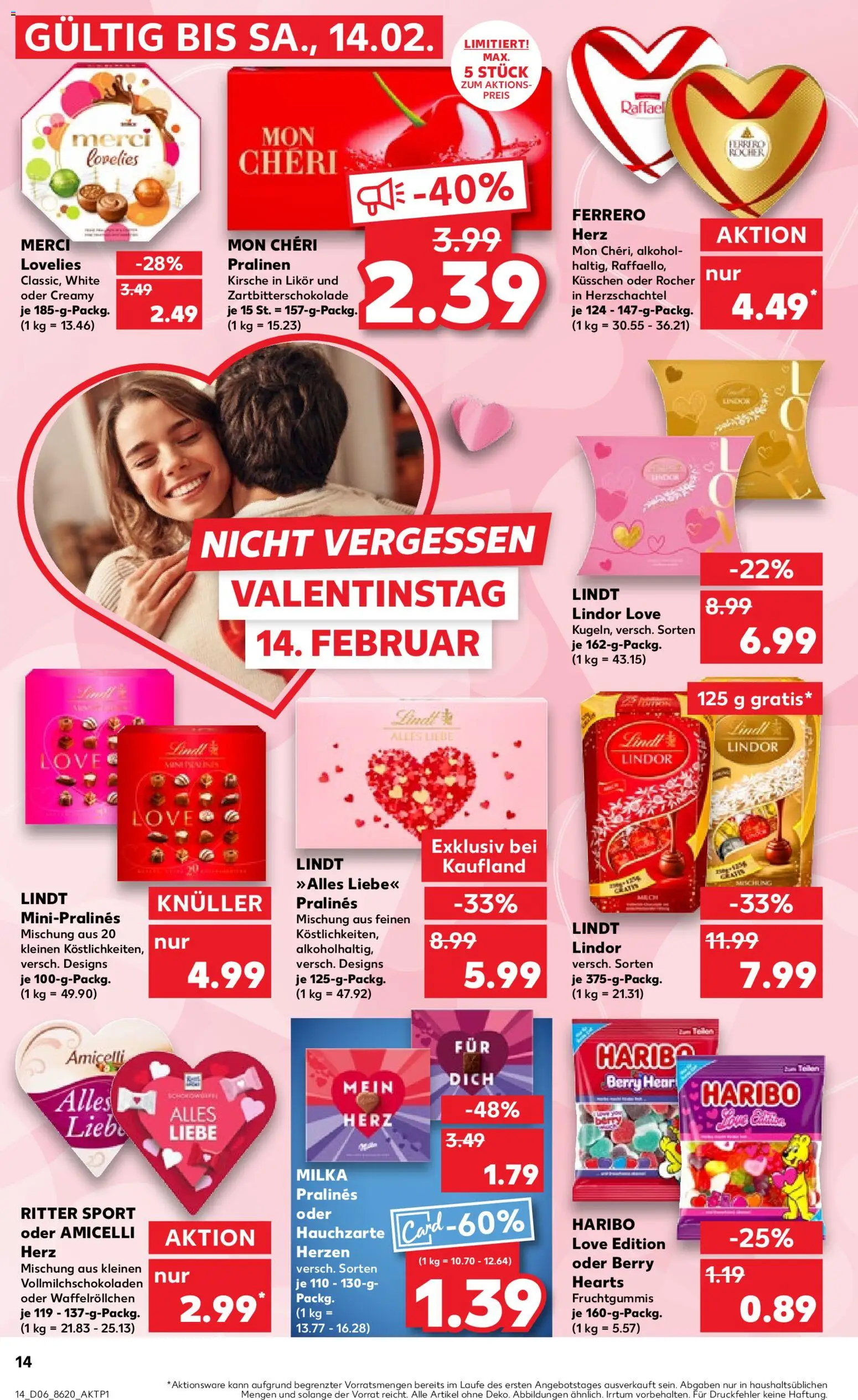 Kaufland prospekt Bremen	 – gültig ab 05.02.2026 | Seite: 14 | Produkte: Merci, Haribo, Likör, Lindt