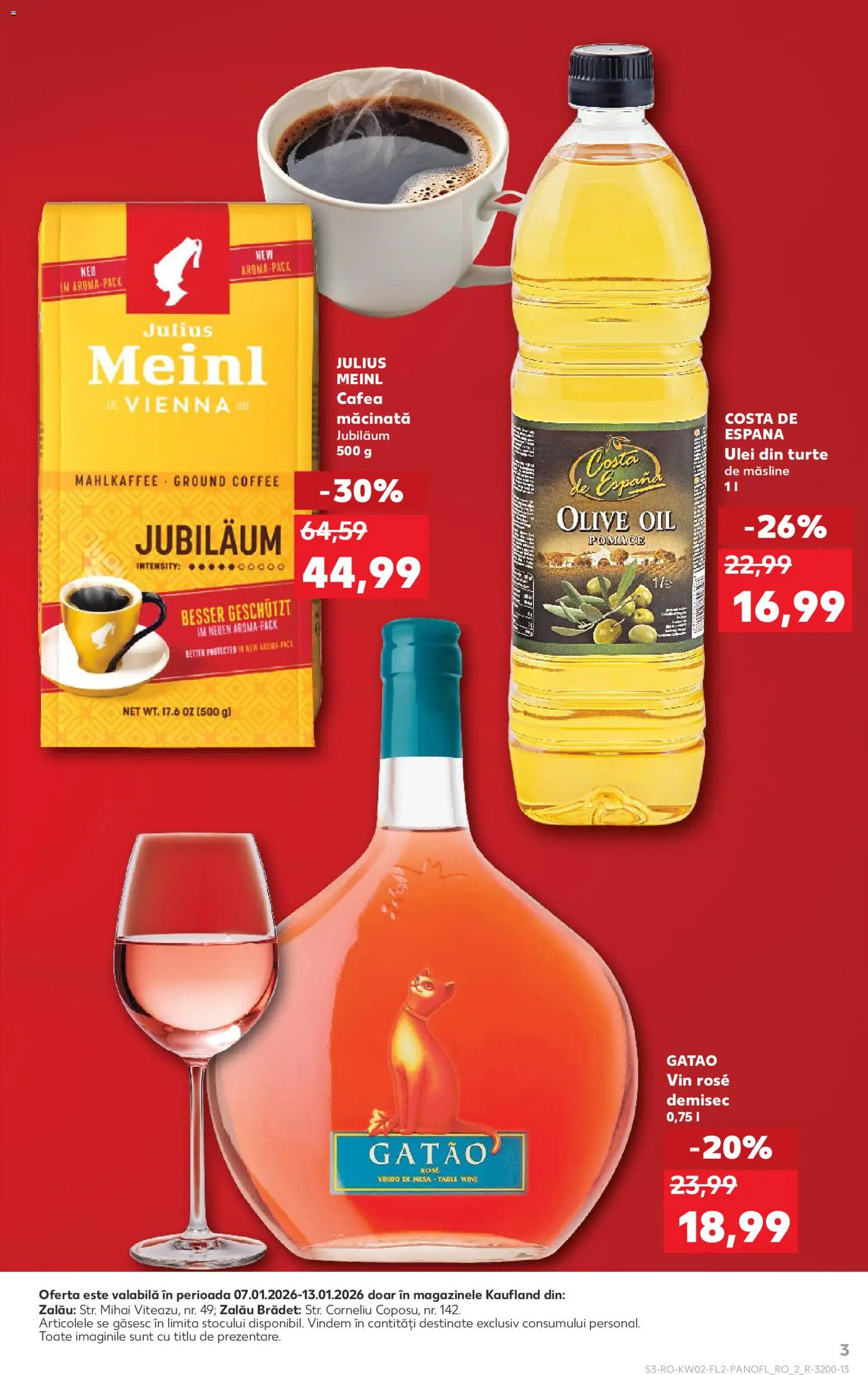 Noul catalog Kaufland – valabil de la 07.01.2026 | Pagină: 3 | Produse: Măsline, Ulei, Cafea, Vin