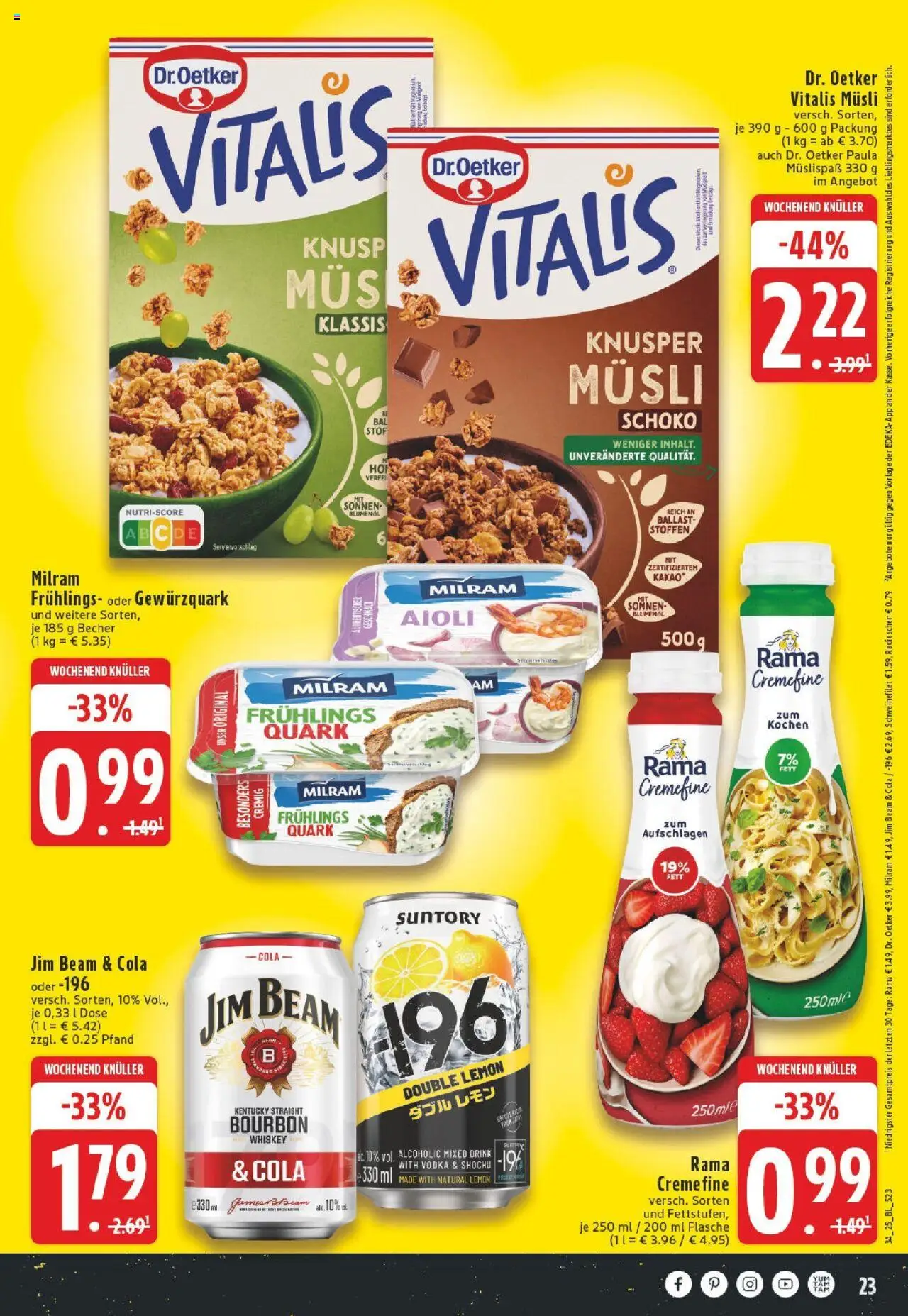 Edeka Prospekt 	 - gültig ab dem 18.08.2025 | Seite: 23 | Produkte: Quark, Schweinefilet, Milram, Bourbon