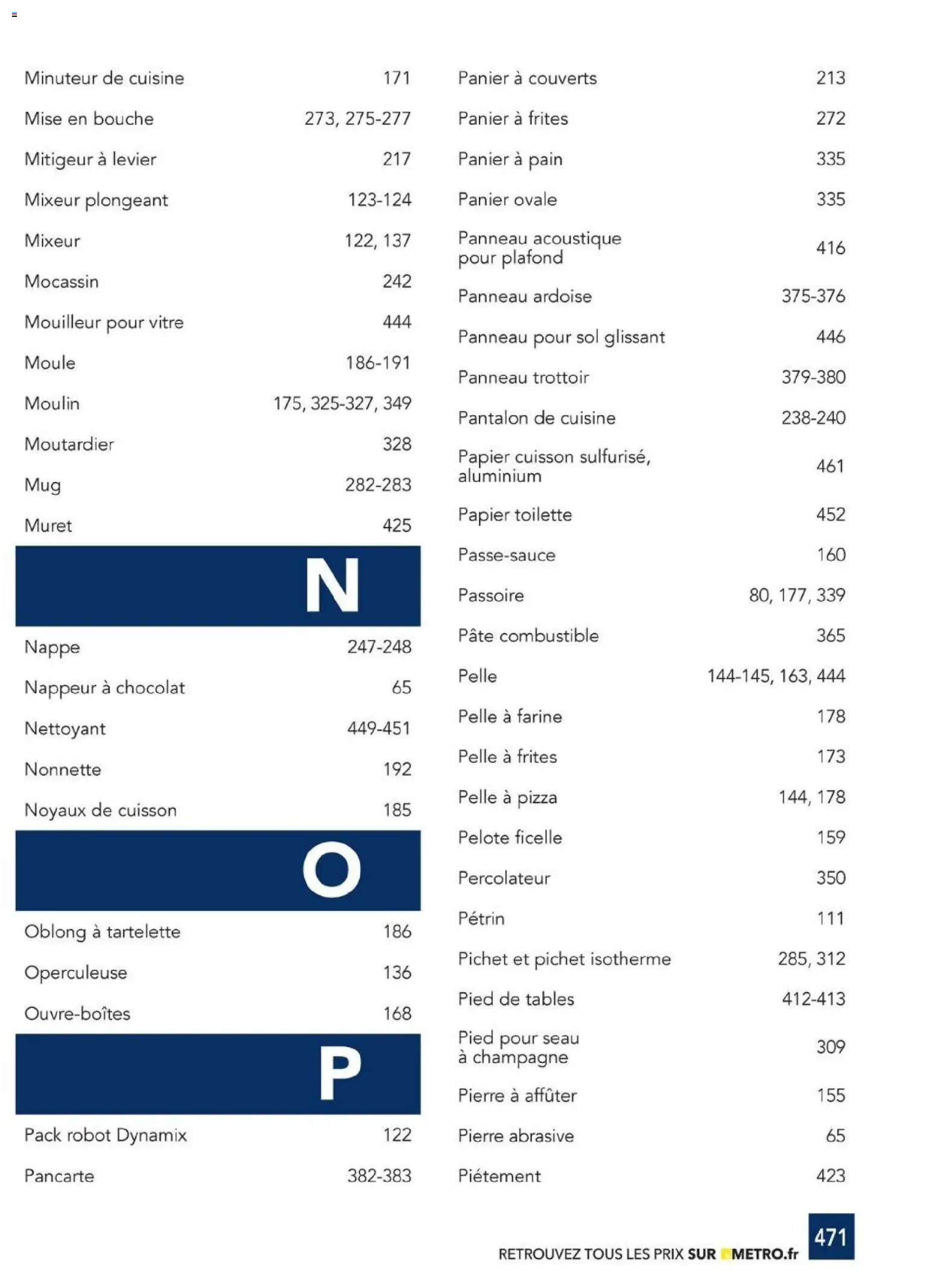 {H1} | Page: 471 | Produits: Combustible, Panier, Nappe, Pizza