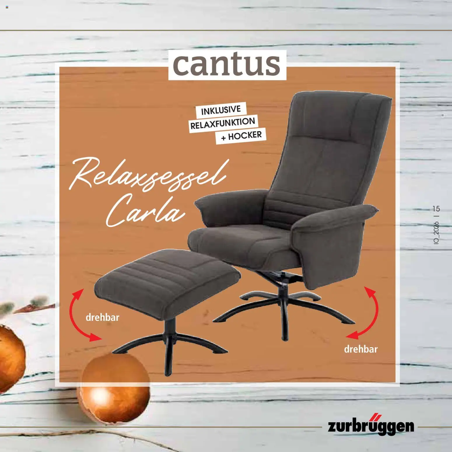 Zurbrüggen Oster-Journal – gültig ab 23.03.2026 | Seite: 15 | Produkte: Hocker, Relaxsessel