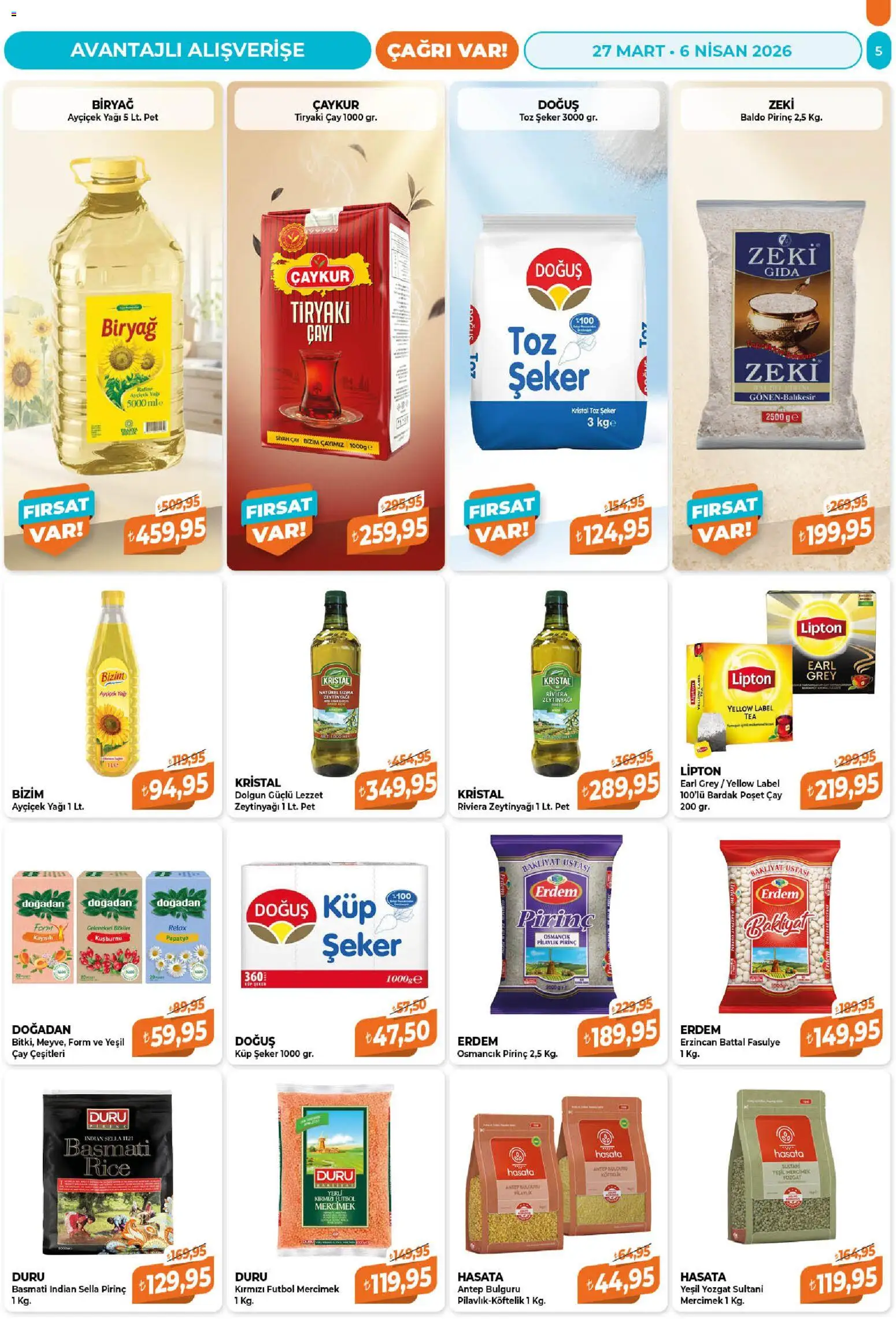 Çağrı Market Katalog - 27.03.2026 tarihinden itibaren geçerlidir | Sayfa: 5 | Ürünler: Fasulye, Ravioli, Kuşburnu, Küp şeker