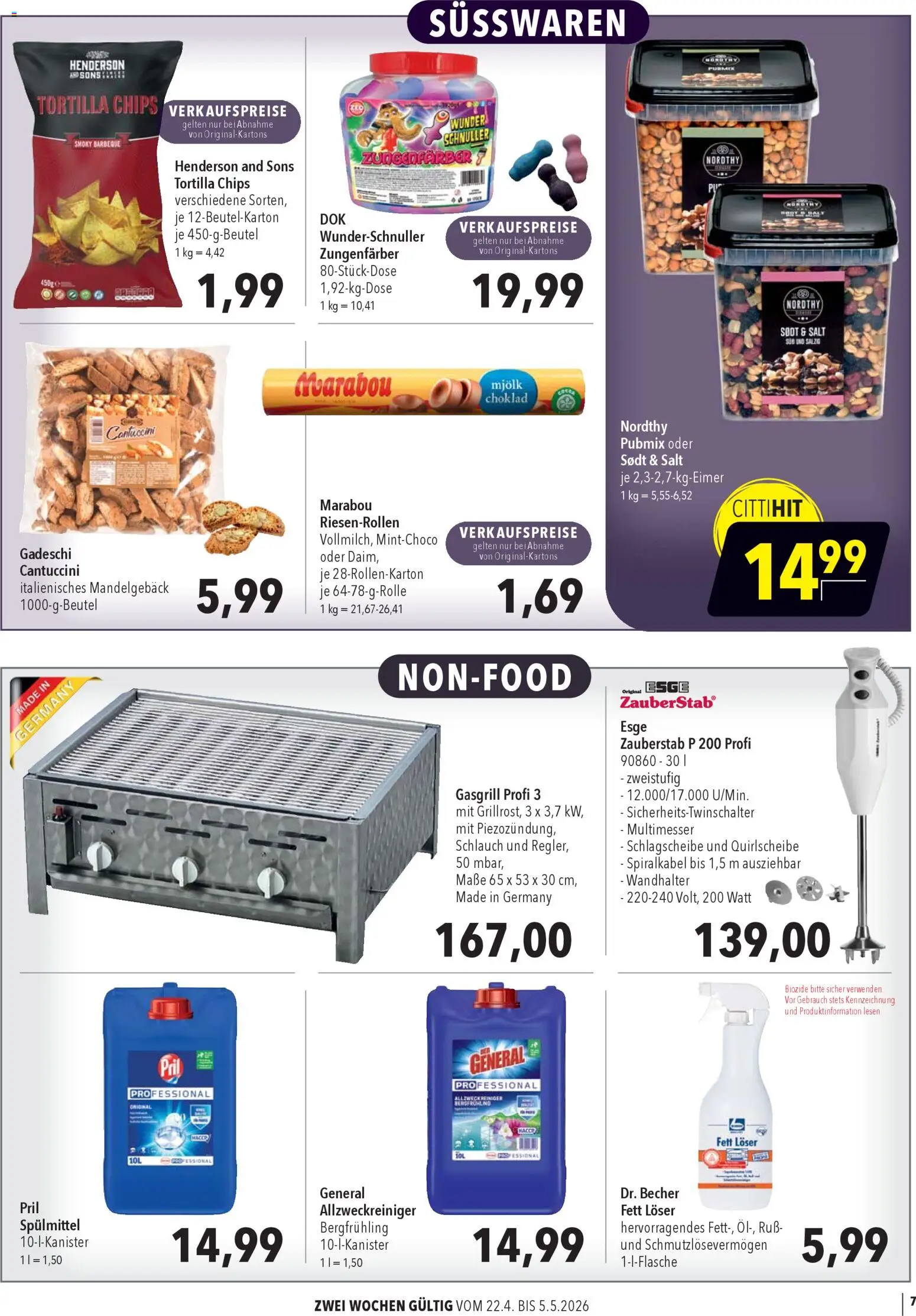 CITTI Markt Aktuelle Angebote für Profis – gültig ab 22.04.2026 | Seite: 7 | Produkte: Pril, Chips
