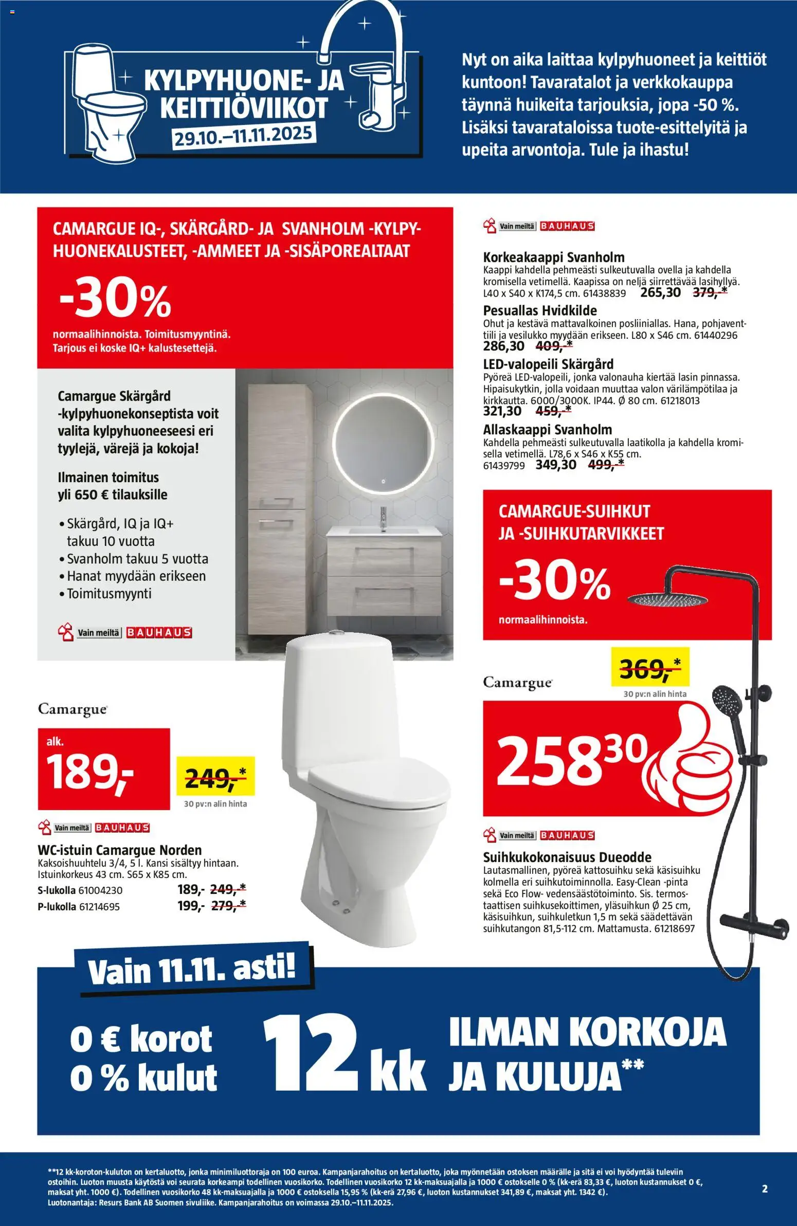 Bauhaus tarjoukset – voimassa 29.10.2025 alkaen | Sivu: 2 | Tuotteet: Kansi, Kaappi, Pesuallas, Kylpy