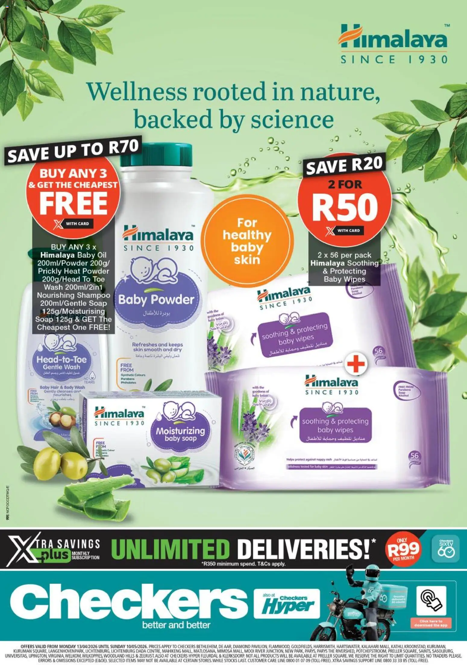 New Checkers catalogue – valid from 13.04.2026 | Page: 1 | Products: Oil, Powder, Shampoo, Body wash