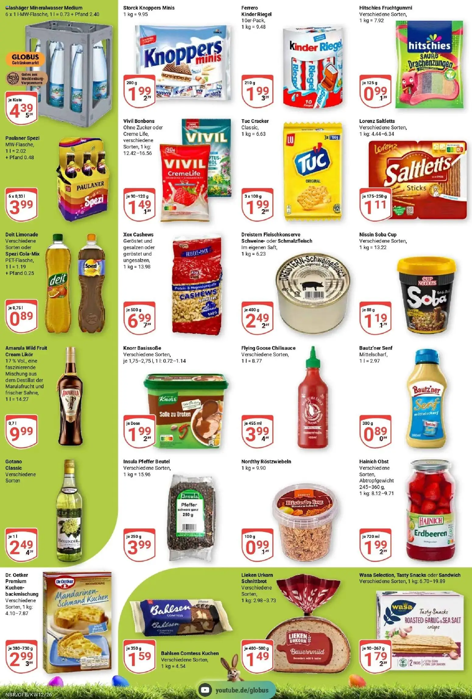 Globus prospekt Neubrandenburg	 – gültig ab 15.03.2026 | Seite: 4 | Produkte: Paulaner spezi, Likör, Knoppers, Paulaner