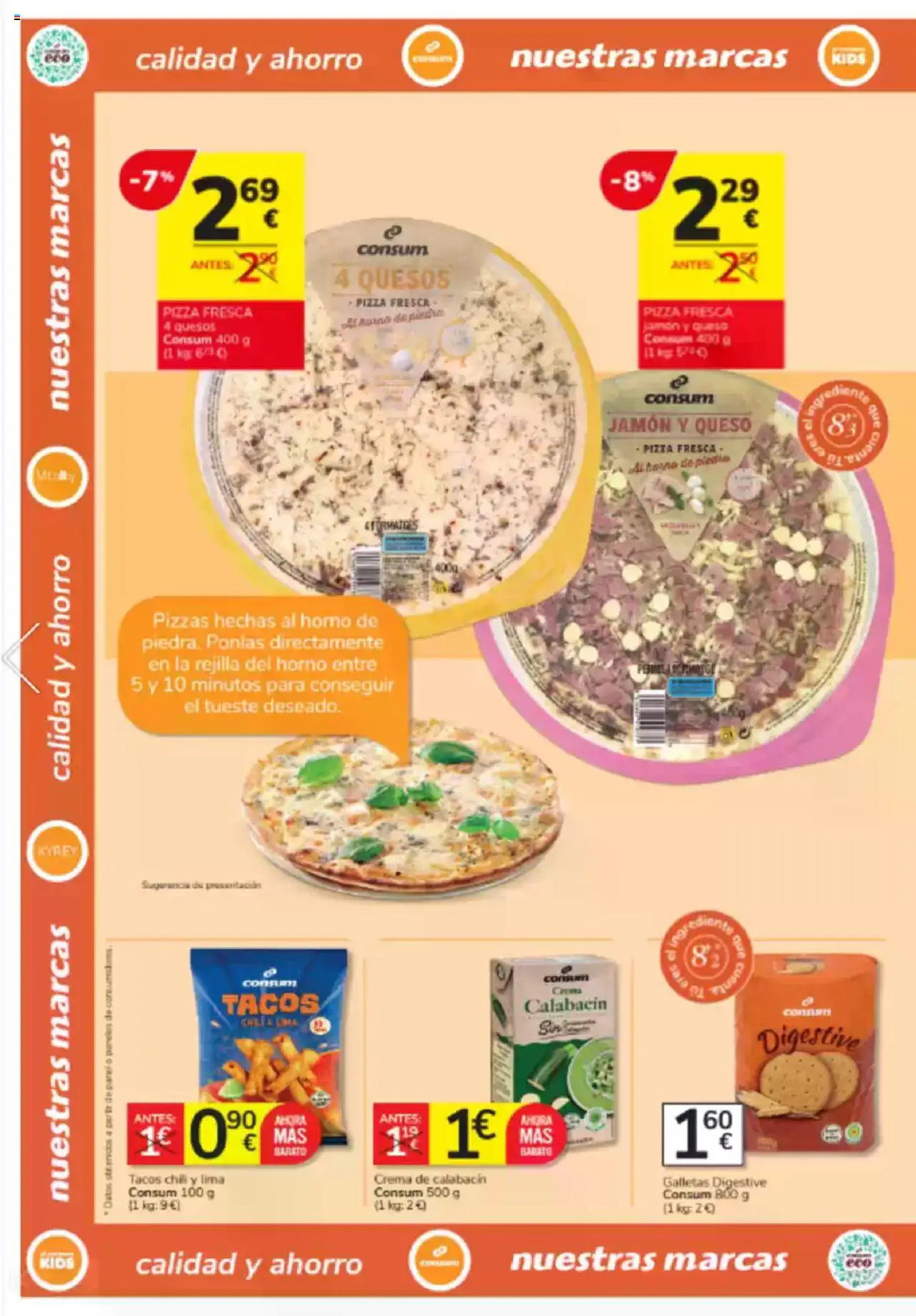 Consum folleto │ válido desde el 25.09.2025 | Página: 18 | Productos: Calabacín, Queso, Pizza, Tacos