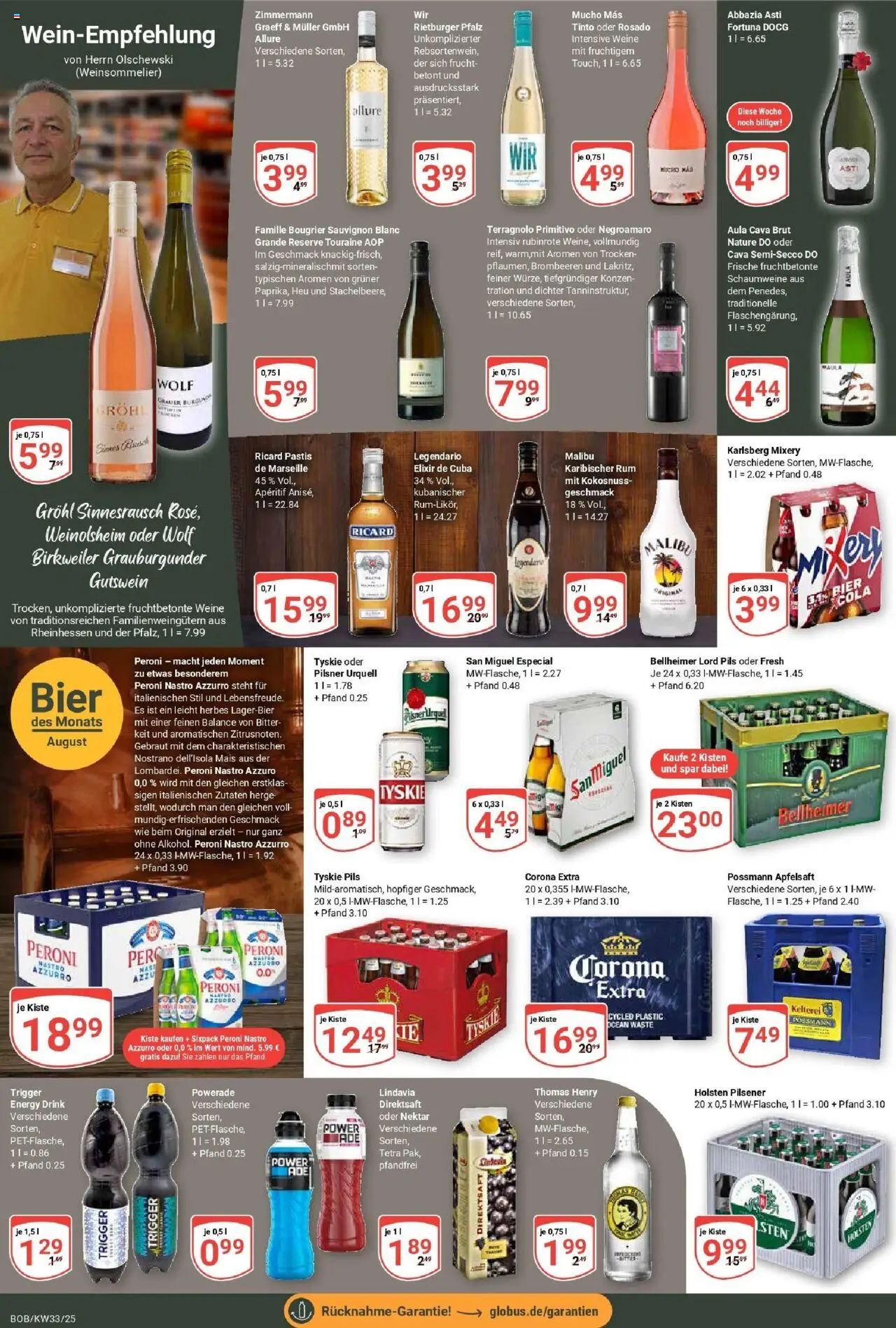 Globus prospekt Bobenheim-Roxheim	 - gültig ab dem 11.08.2025 | Seite: 19 | Produkte: Mixer, Pils, Holsten, Pilsner urquell