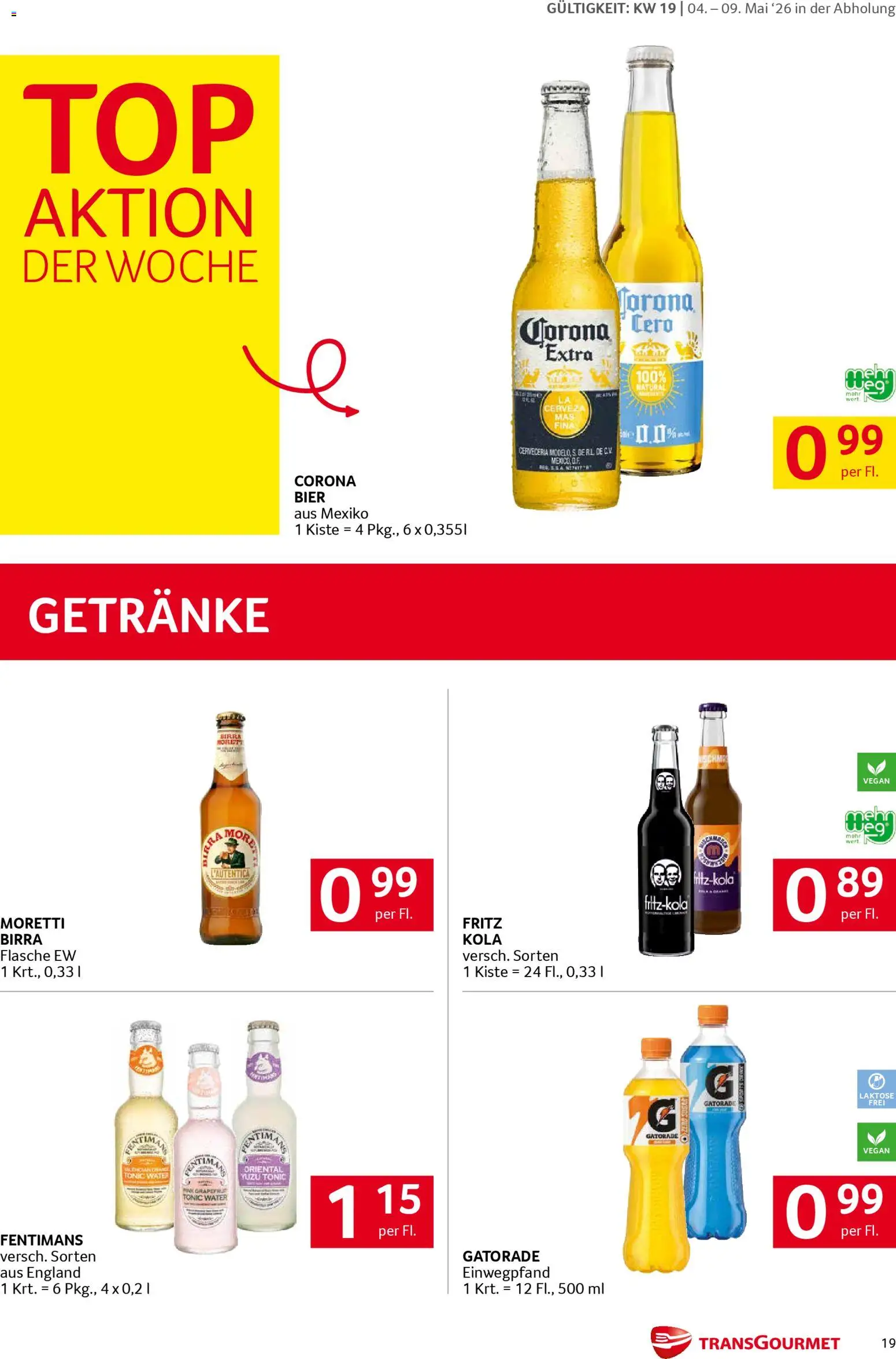 Transgourmet Flugblatt gültig ab 04.05.2026 | Seite: 19 | Produkte: Bier
