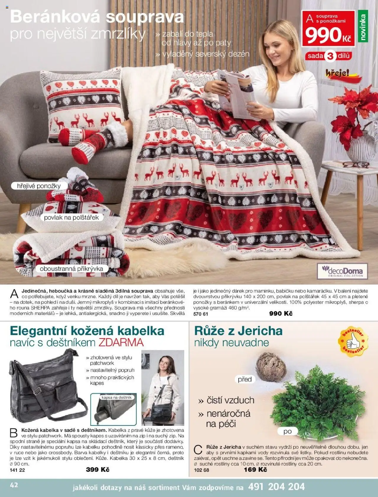 Decodoma katalog Vánoce 2025 od 09.10.2025 | Strana: 42 | Produkty: Deštník, Rostliny, Přikrývka, Kabelky