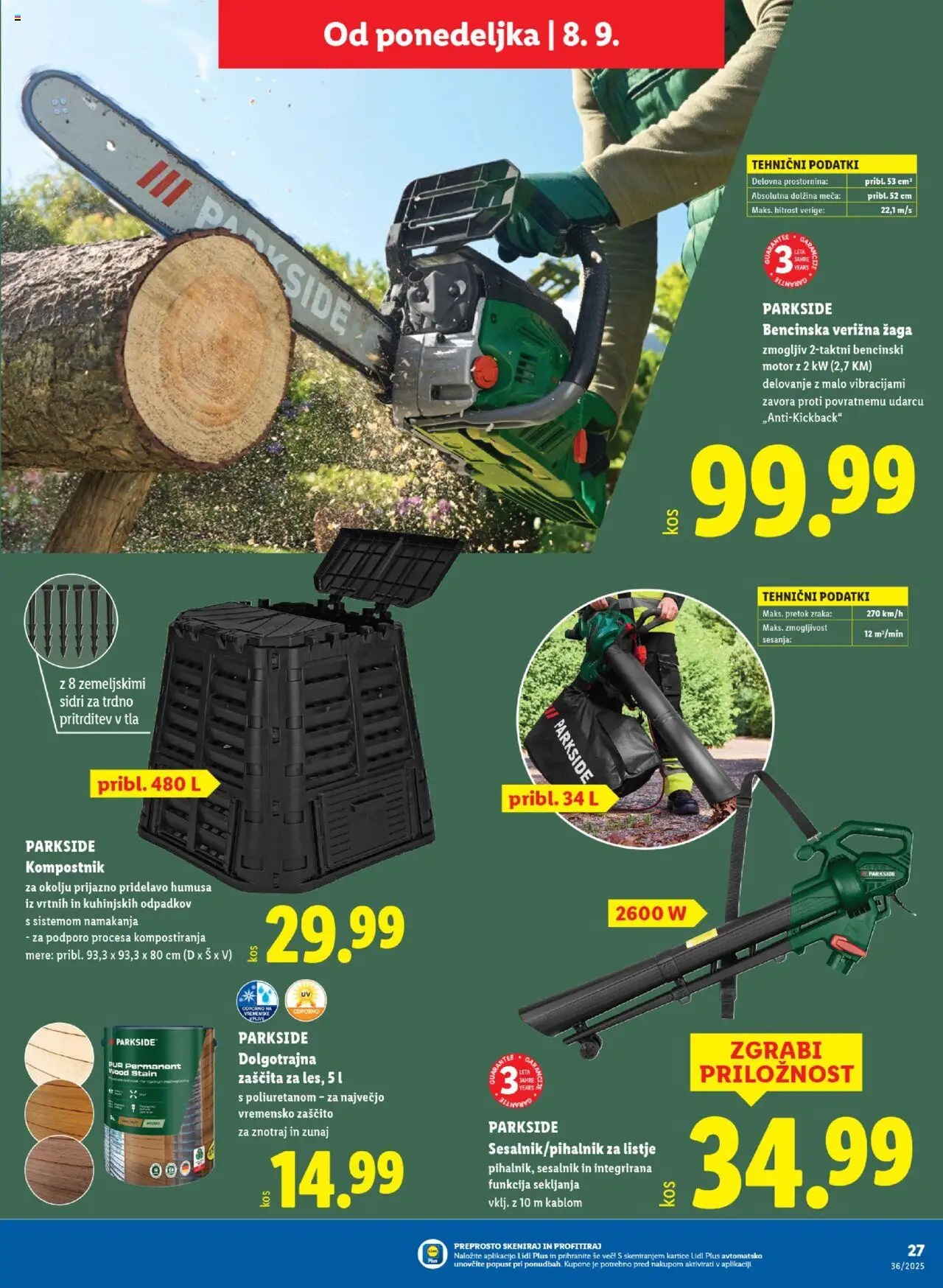 Novi Lidl katalog ponudbe – veljaven od 04.09.2025 | Stran: 51 | Izdelki: Verižna žaga, Sesalnik