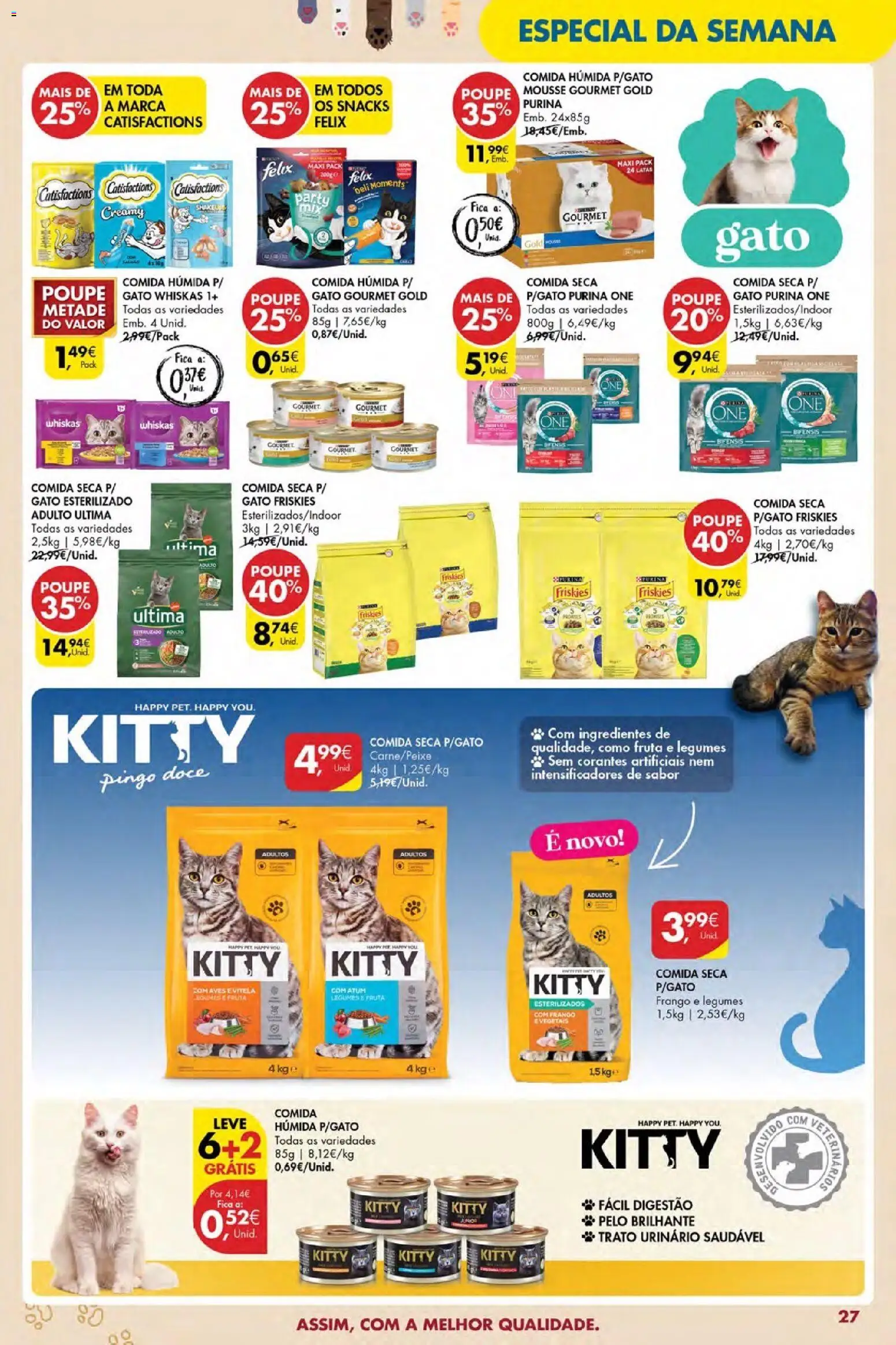 Pingo Doce Poupe Esta Semana Açores │ válido de 26.02.2026 | Página: 27 | Produtos: Vitela, Atum, Purina one, Frango