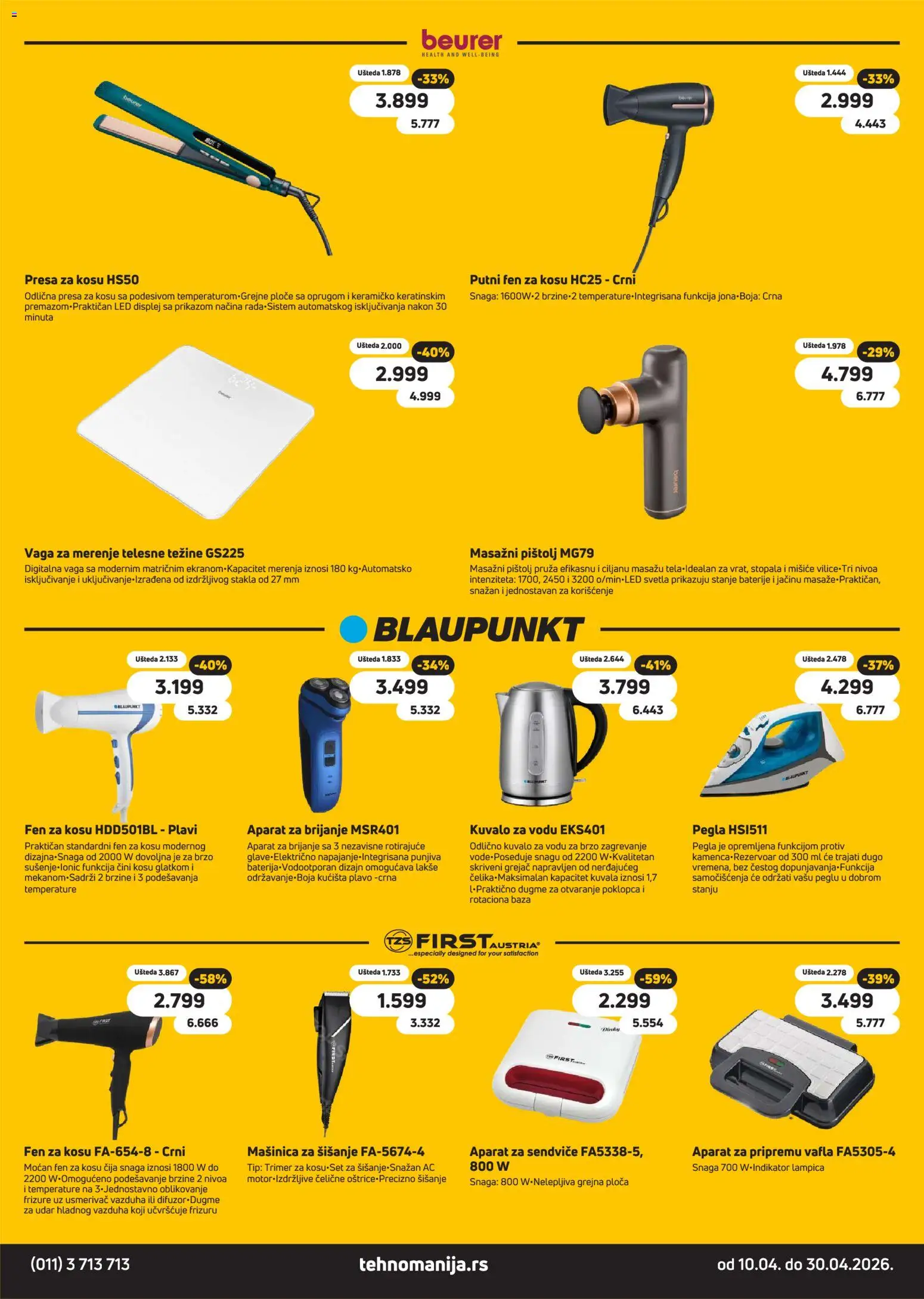 Tehnomanija katalog - važi od 10.04.2026 | Strana: 5 | Proizvode: Pegla, Aparat za brijanje, Fen, Trimer