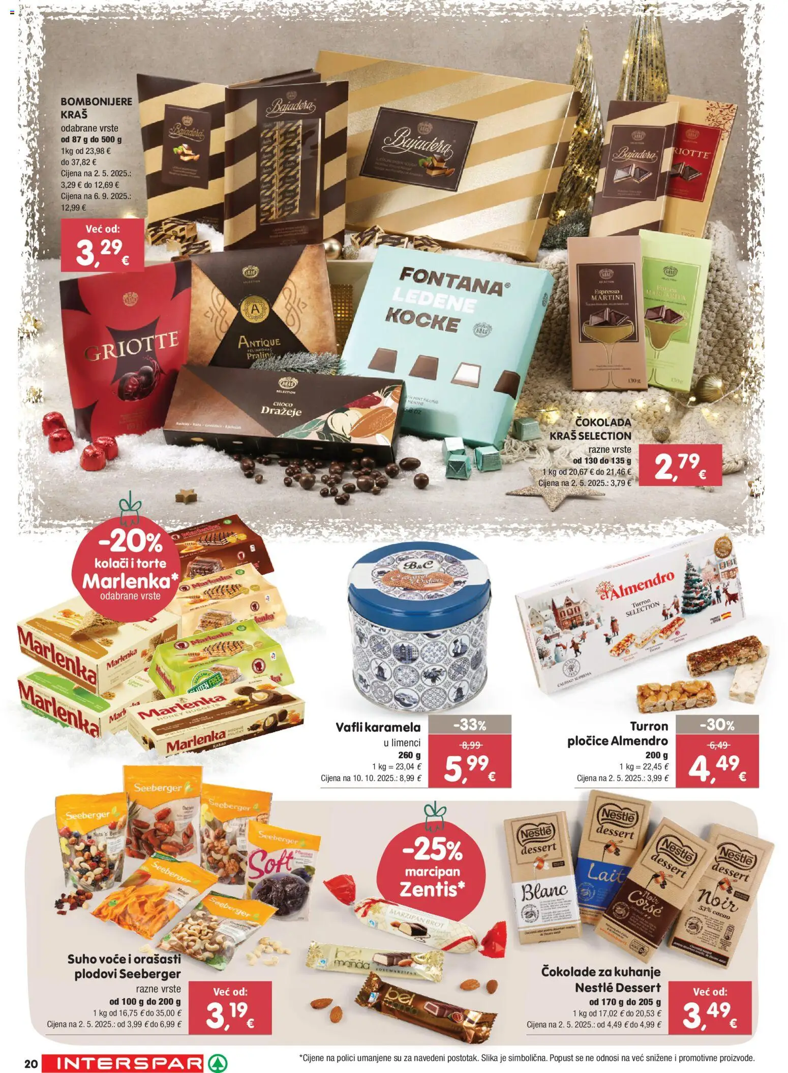Interspar katalog | vrijedi od 27.11.2025 | Stranica: 20 | Proizvodi: Čokolada, Pločice, Voće, Vafli