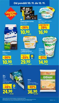 Náhled letáku Tvarohový dezert s vanilkovou příchutí, 400 g, 16 % tuku, 1 kg = 74,75 Kč od 10.11.2025 | Strana: 15 | Produkty: Zrající sýr, Eidam, Tvarohová tyčinka Pilos, Zakysaná smetana
