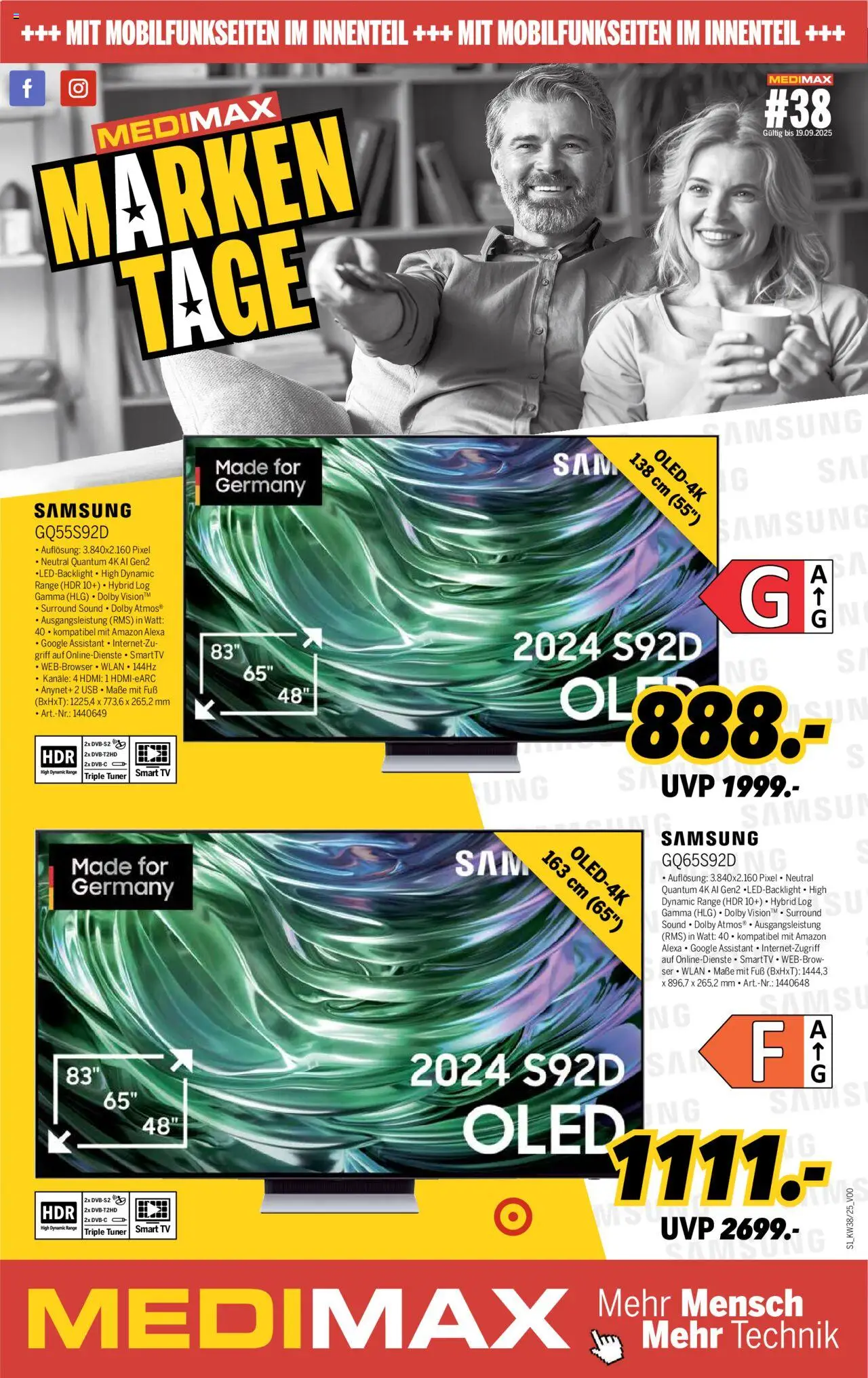 Medimax Prospekt 	 – gültig ab 12.09.2025 | Seite: 1 | Produkte: USB, Samsung, Smart TV, TV