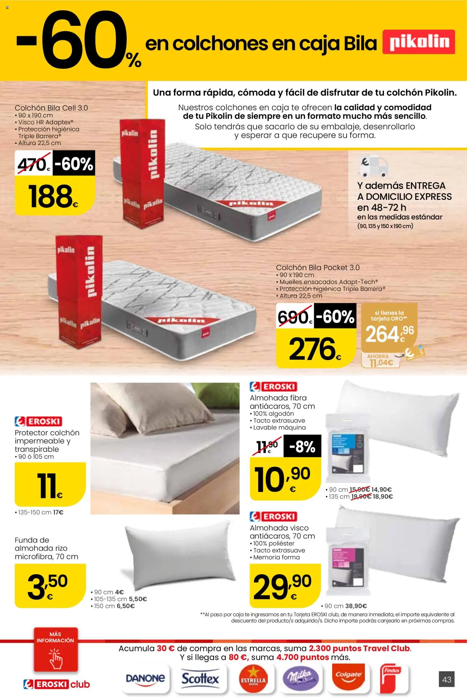 Eroski Quieres ahorrar conmigo │ válido desde el 16.04.2026 | Página: 43 | Productos: Té, Colchon, Almohada, Caja