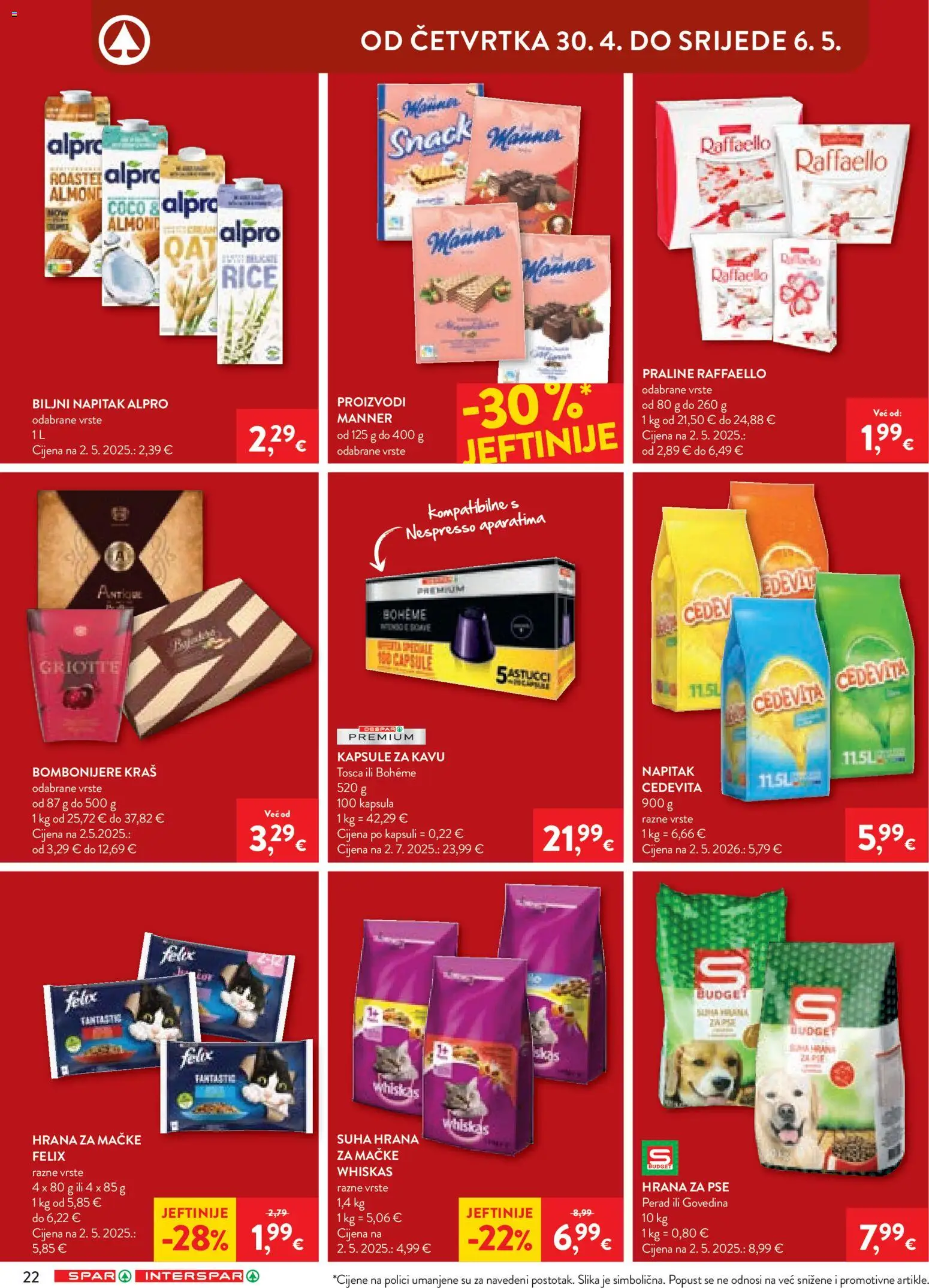 Spar katalog | vrijedi od 27.04.2026 | Stranica: 26 | Proizvodi: Govedina, Hrana za mačke, Cedevita, Raffaello
