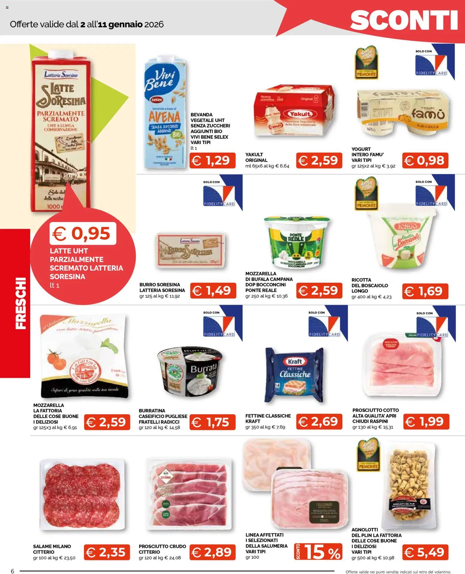 Volantino Mercatò del 02.01.2026 | Pagina: 6 | Prodotti: Prosciutto Crudo, Mozzarella, Ricotta, Burrata
