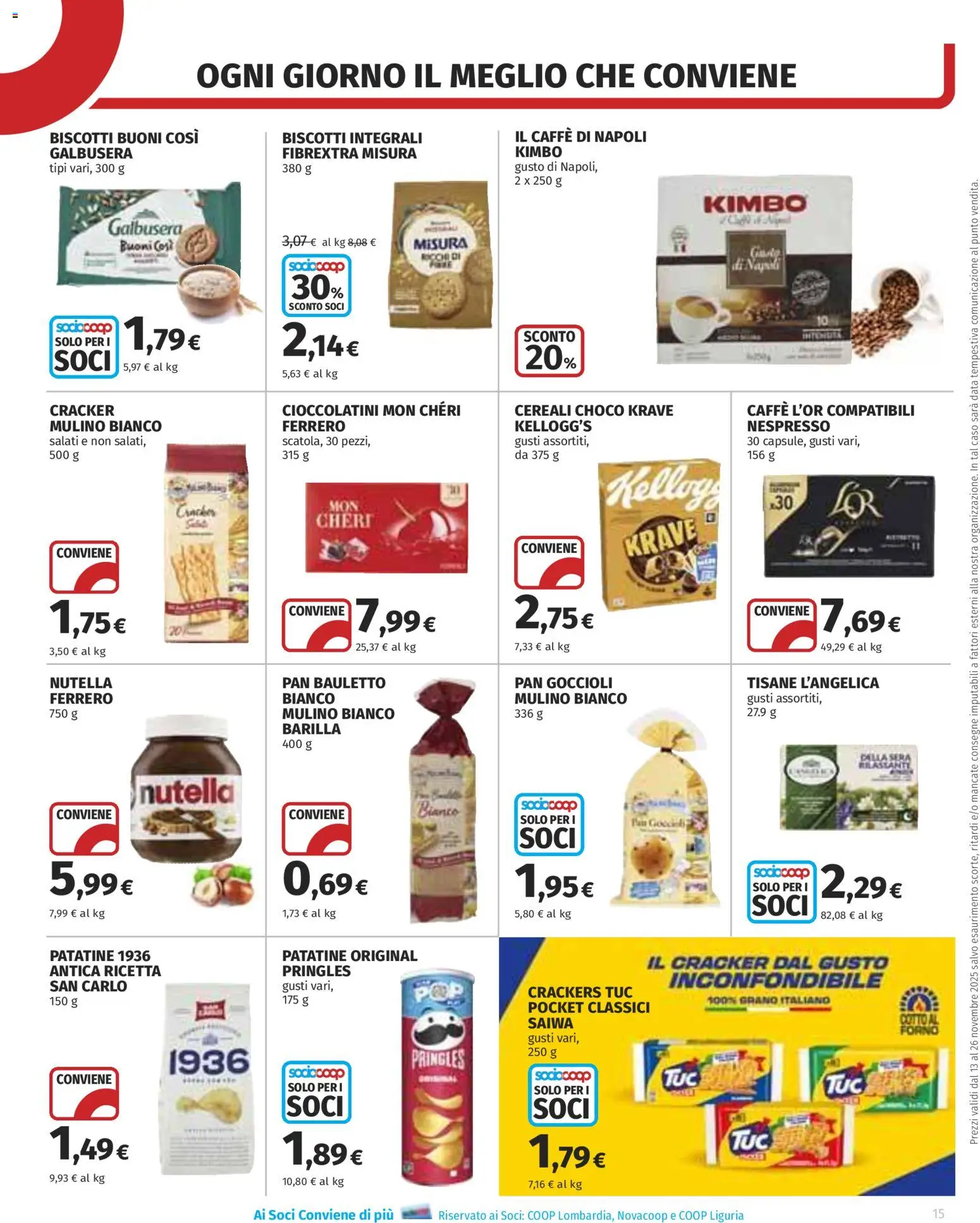 Volantino COOP del 13.11.2025 | Pagina: 15 | Prodotti: Patatine, Crackers, Nutella, Cioccolatini