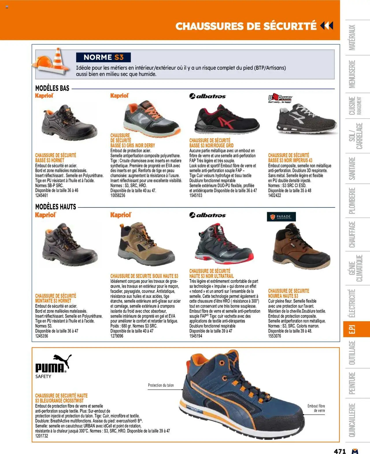  | Page: 471 | Produits: Poids, Chaussure de sécurité, Chaussures de sécurité, Crampons