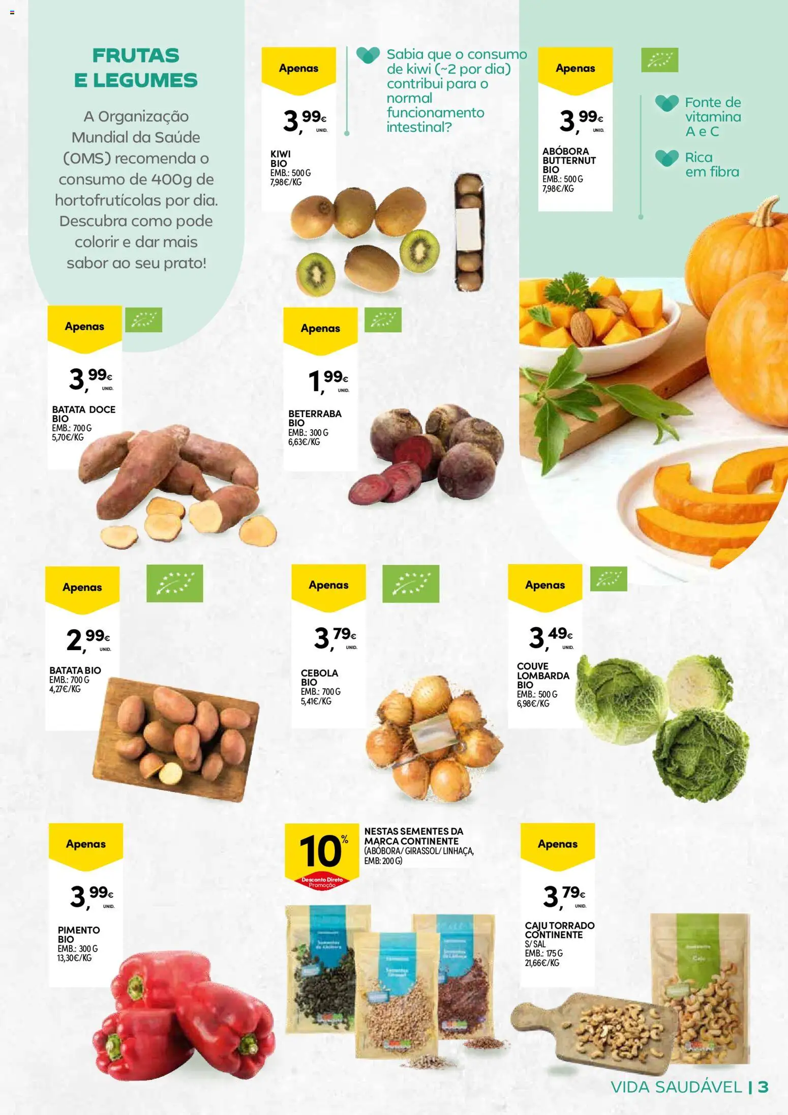 Continente - Açores: Vida Saudável │ válido de 20.01.2026 | Página: 3 | Produtos: Batata, Beterraba, Abóbora, Kiwi