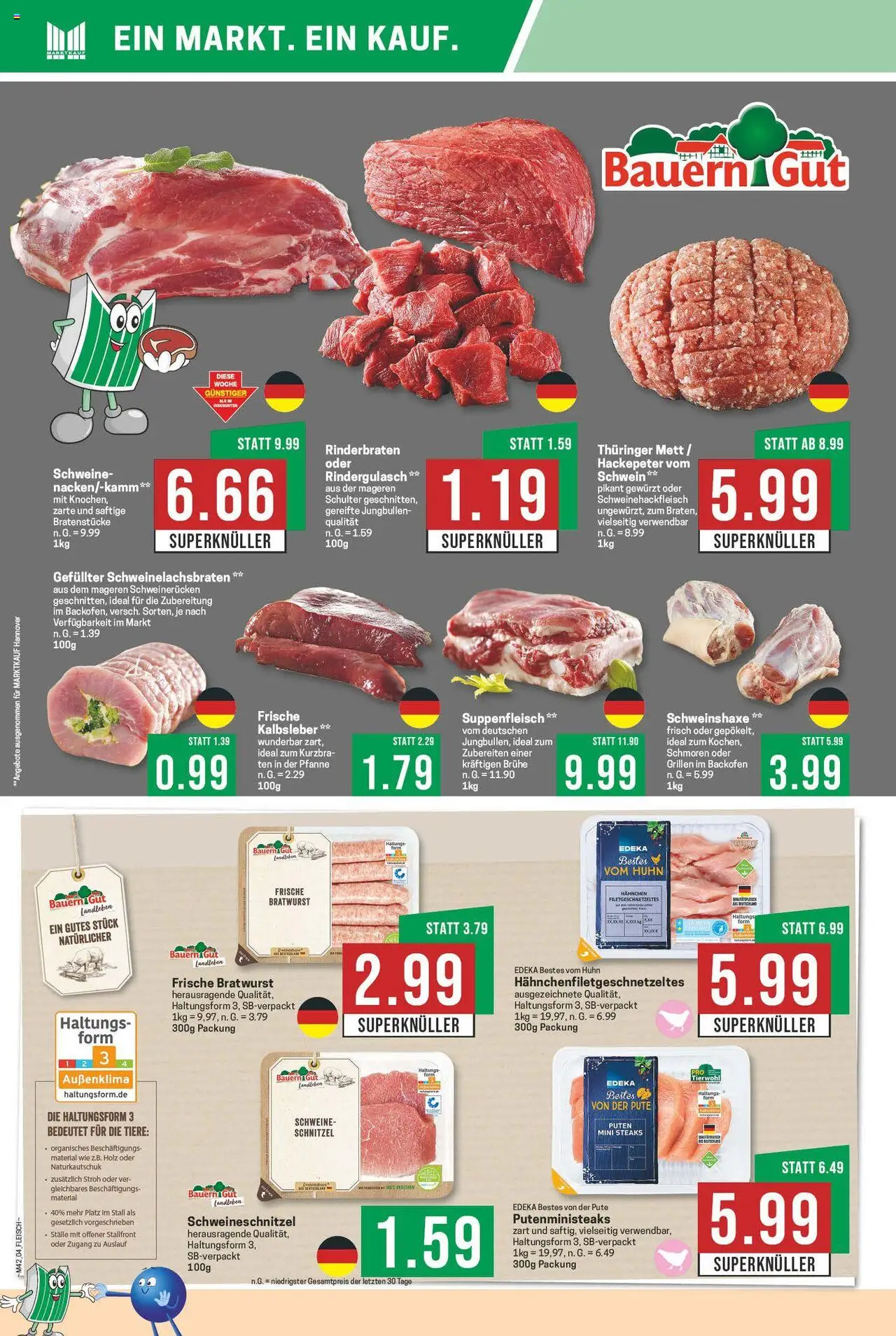 Marktkauf Prospekt 	 – gültig ab 13.10.2025 | Seite: 4 | Produkte: Rinderbraten, Pute, Hahnchen, Schnitzel