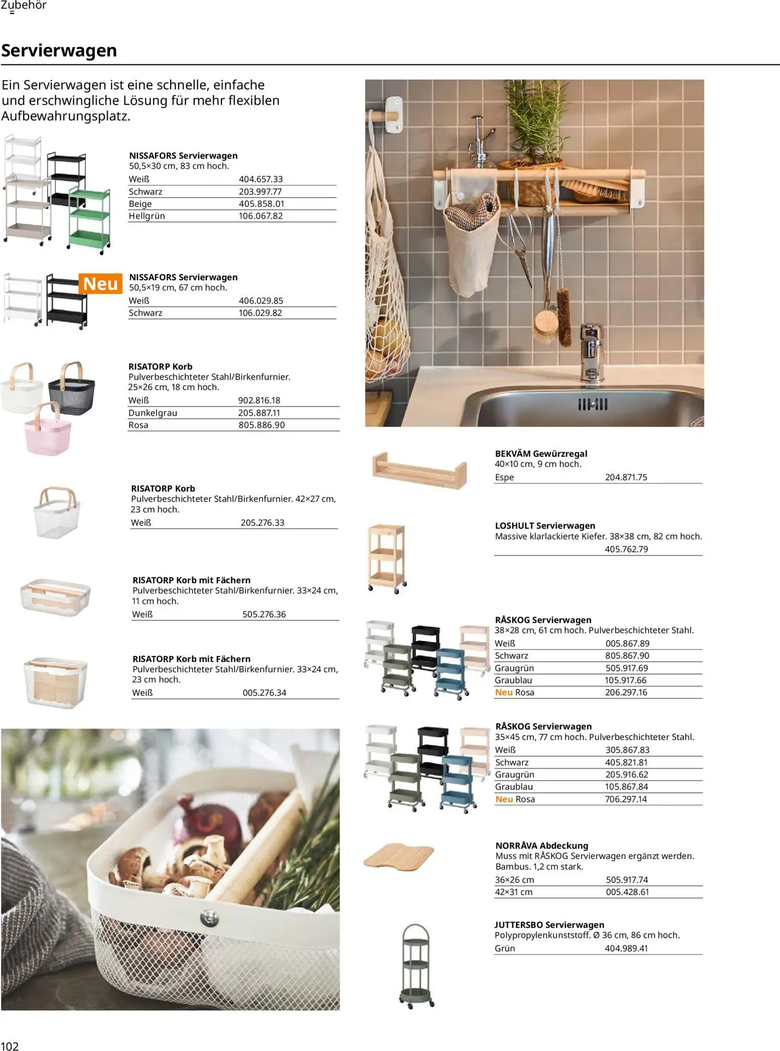 Ikea Prospekt 	 – gültig ab 01.04.2025 | Seite: 102 | Produkte: Servierwagen, Korb