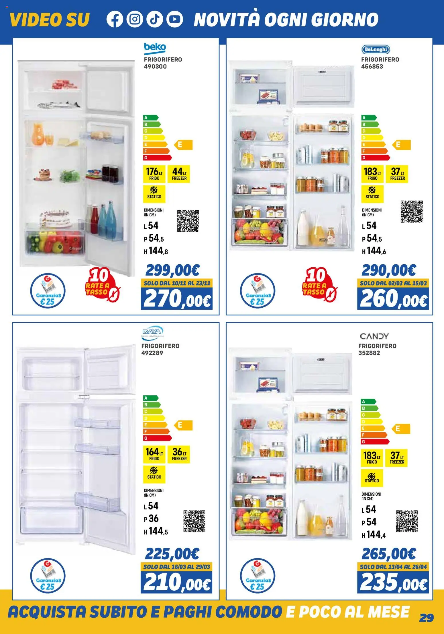 Volantino Orizzonte del 01.11.2025 | Pagina: 29 | Prodotti: Freezer, Video, Frigorifero