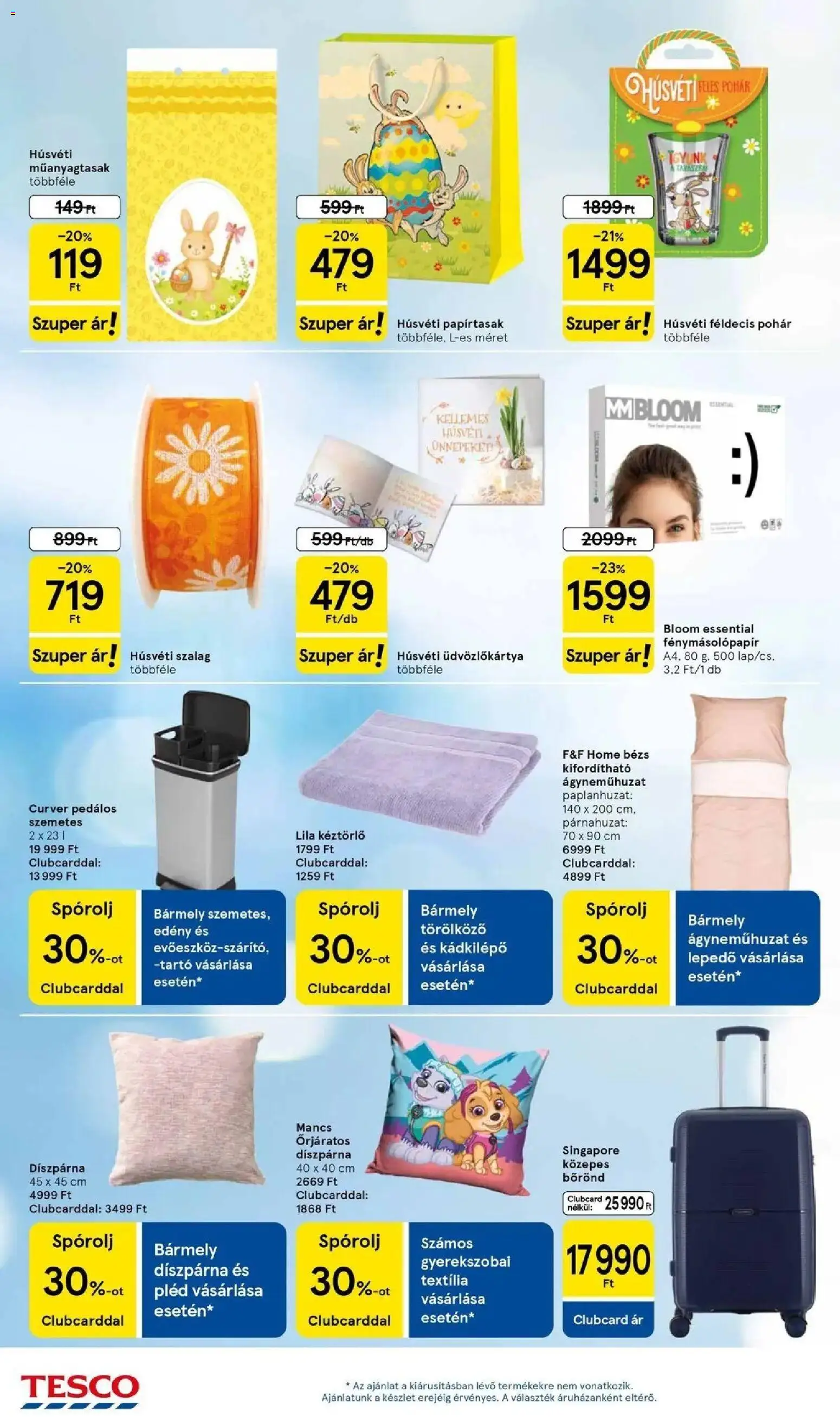 Tesco akciós ujság - amely érvényes a következő dátumtól: 26.03.2026 | Oldal: 34 | Termékek: Törölköző, Lepedő, Pléd, Pohár